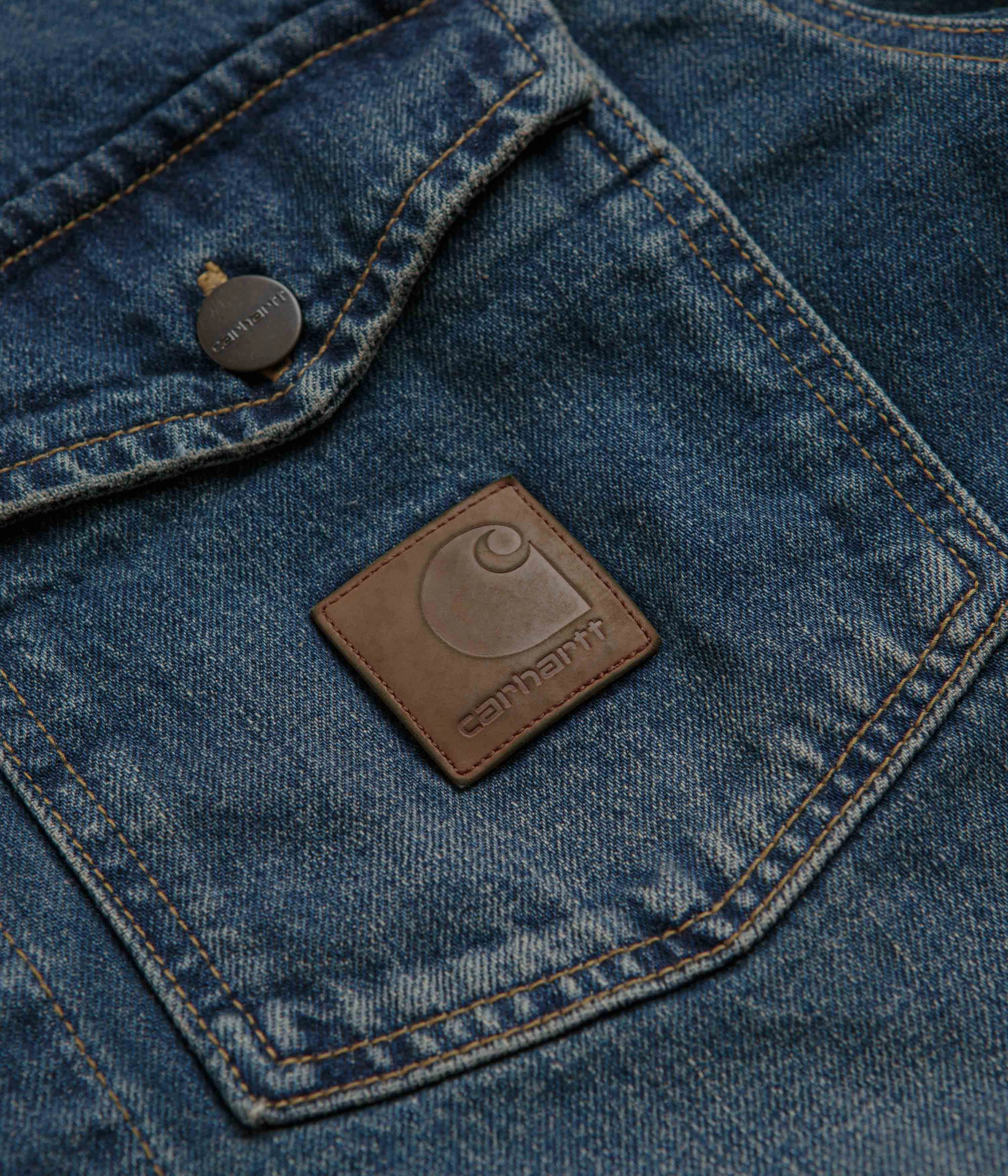 Carhartt Lincoln Shirt Jacket - Blue Worn Used Wash Hood Included