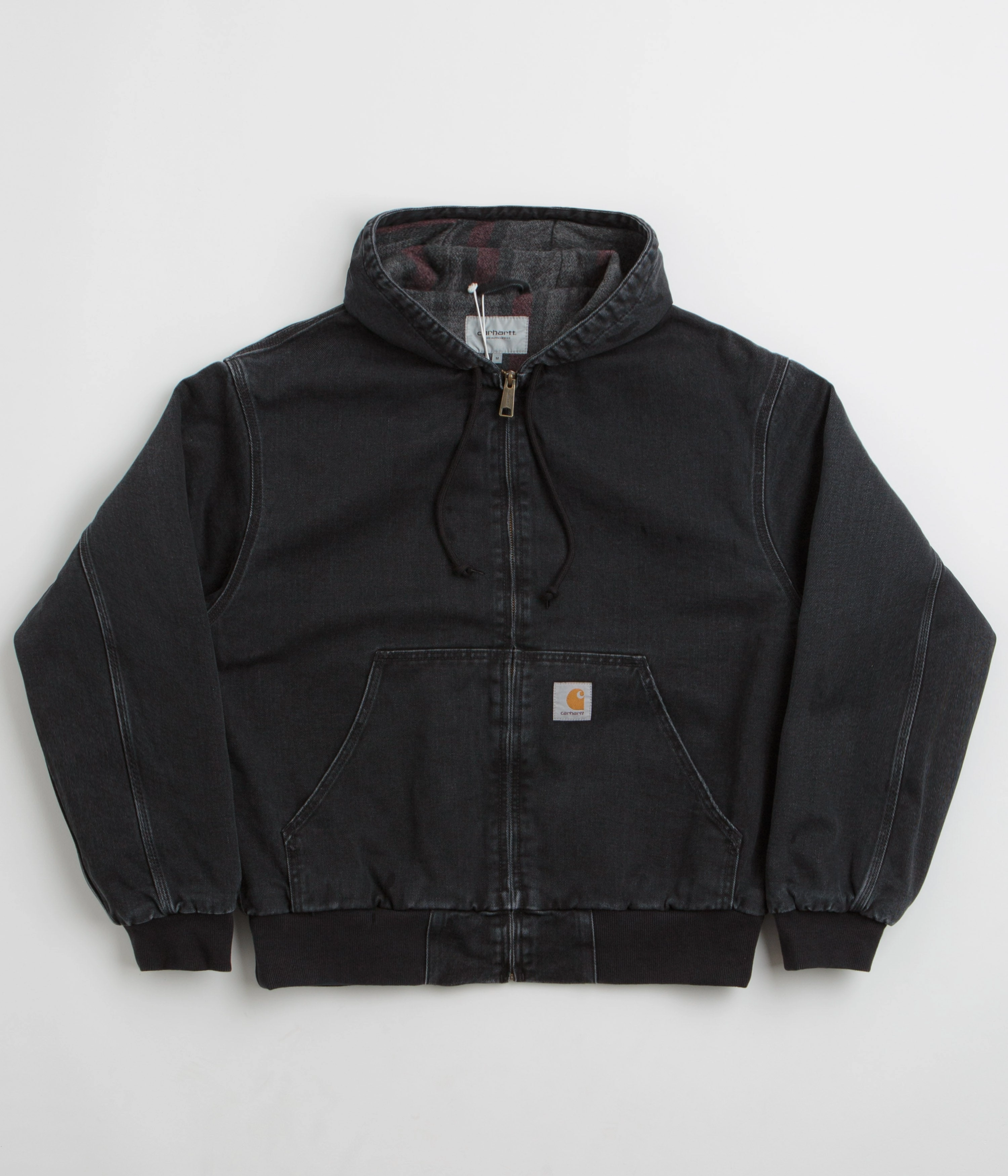 Heavy Duty Zippers High - end Carhartt OG Active Jacket - Black Stone Washed