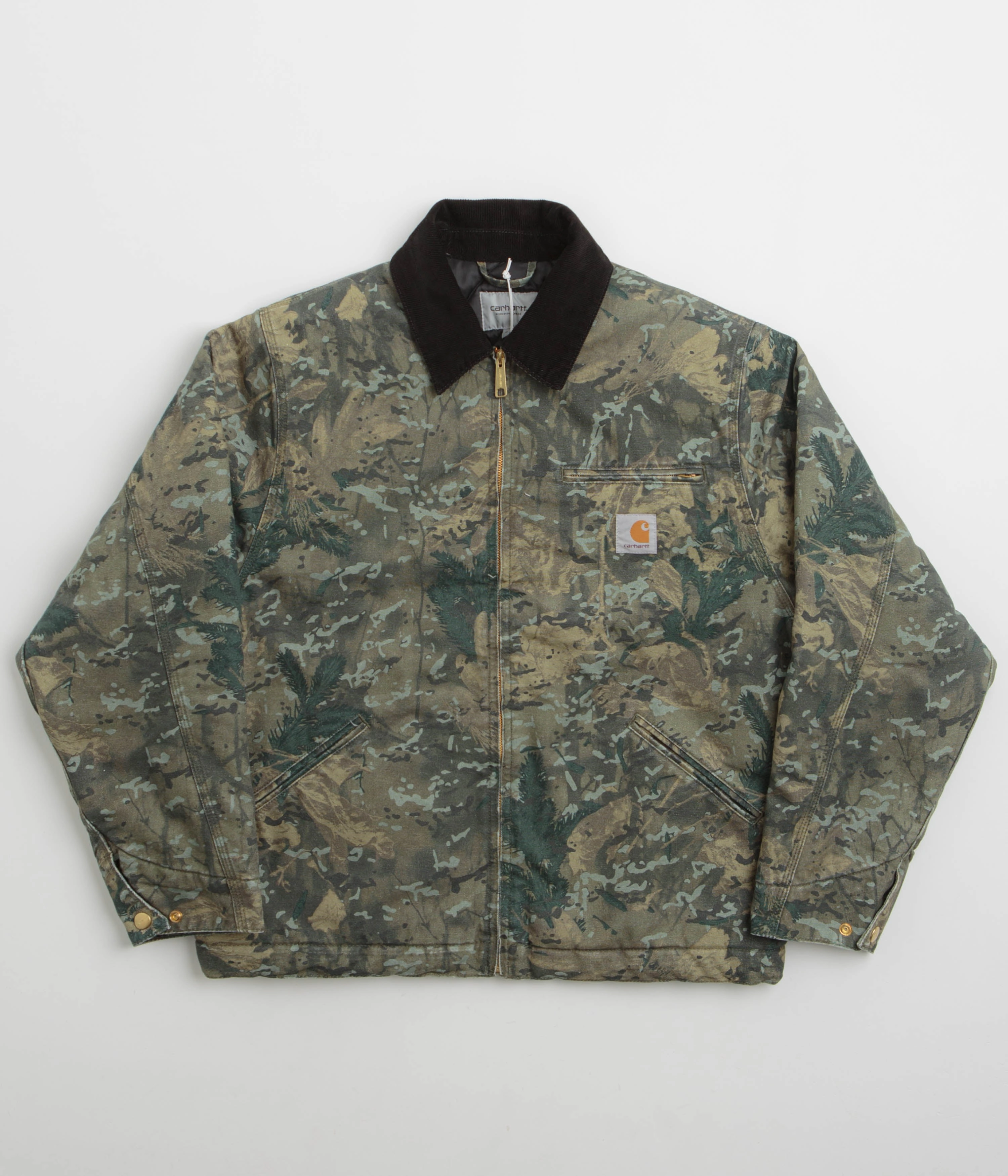 Outdoor Style Essential Shield Carhartt OG Detroit Jacket - Camo Combi / Green / Black Stone Washed