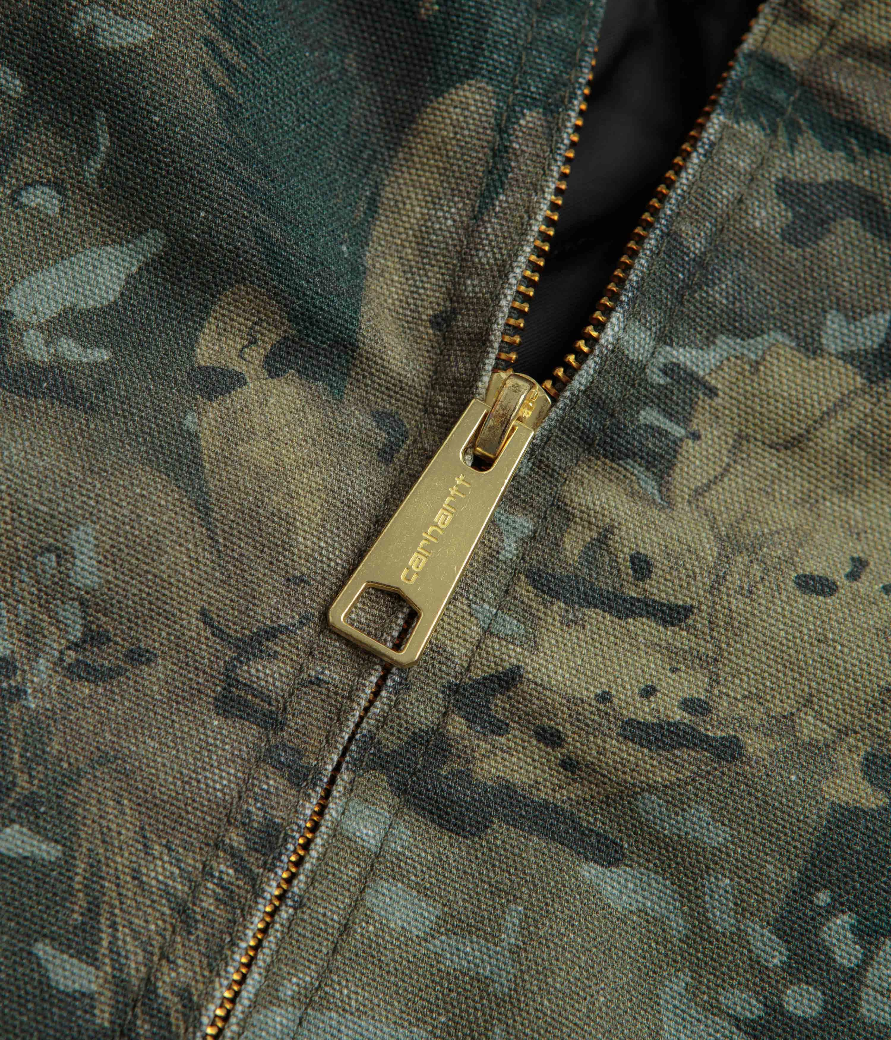 Carhartt OG Detroit Jacket - Camo Combi / Green / Black Stone Washed Silicone Grip Trim Hidden Compartments