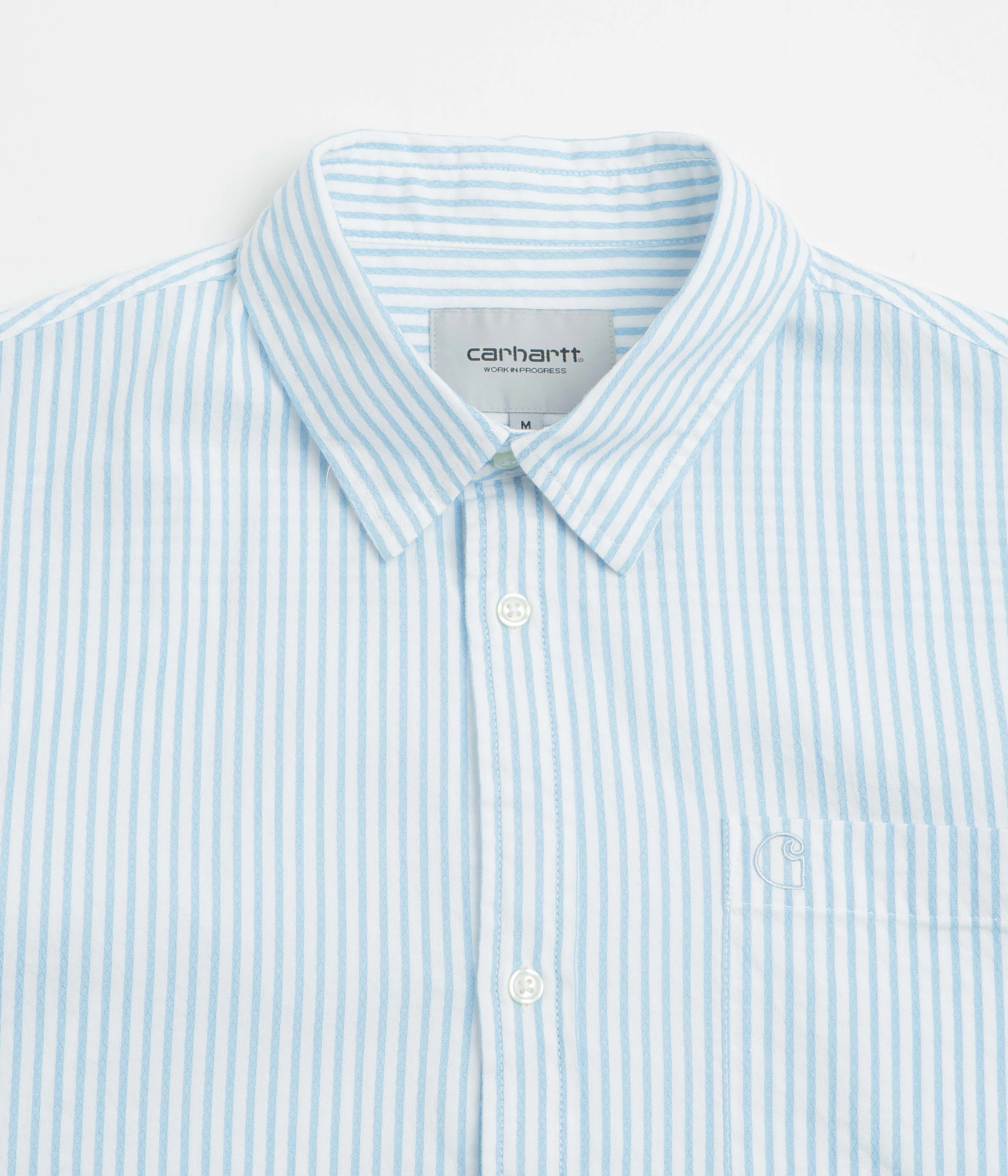 Comfy Design Earthy Hue Carhartt Phelps Short Sleeve Shirt - Phelps Stripe / Bluebird