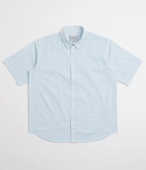 Comfy Layer Carhartt Phelps Short Sleeve Shirt - Phelps Stripe / Bluebird