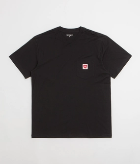 Button Closure theater performance Carhartt Pocket Heart T-Shirt - Black / Red