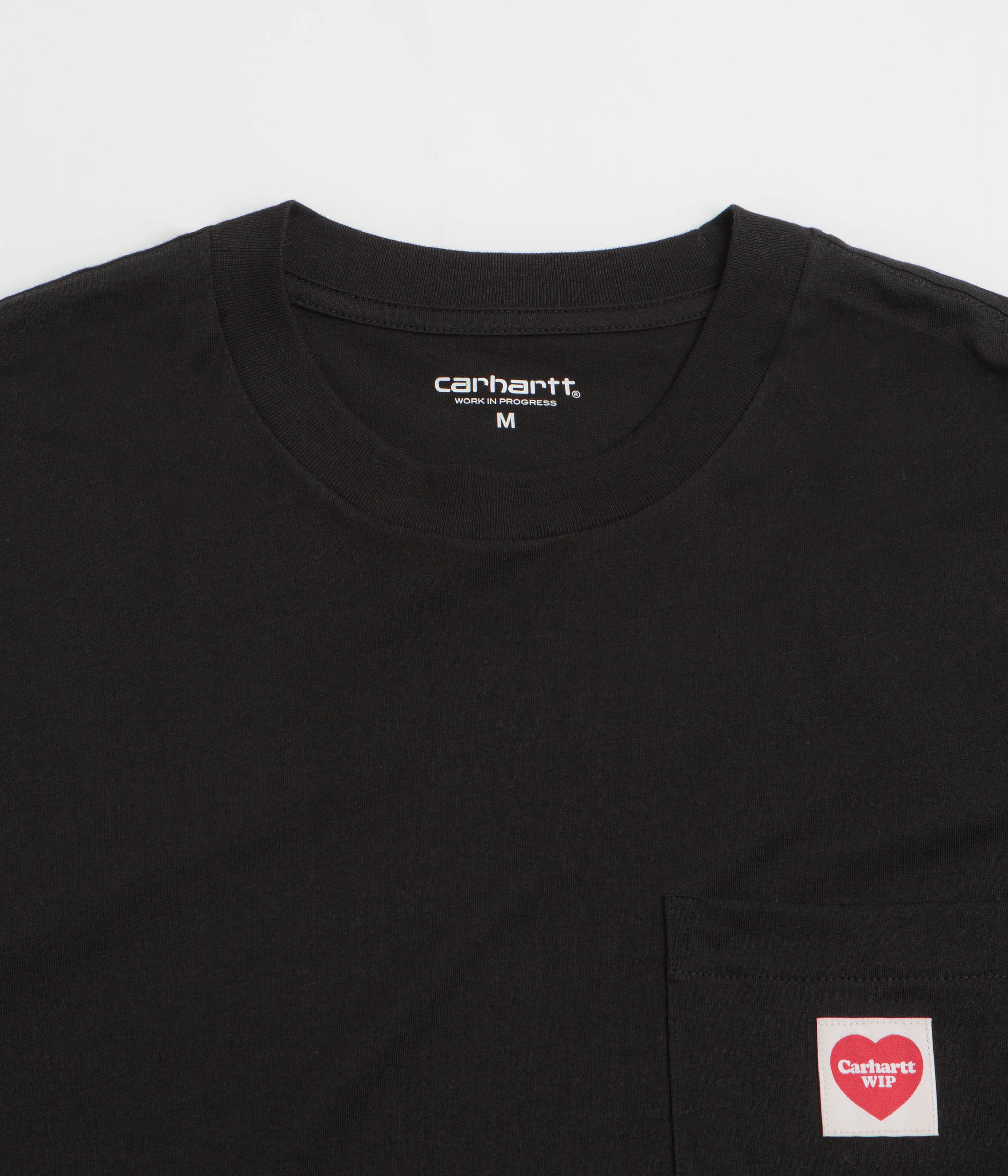 lace hem Daily Use Carhartt Pocket Heart T-Shirt - Black / Red