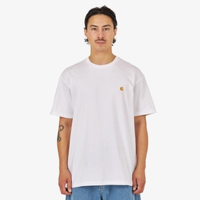 Carhartt WIP Chase T-shirt White / Gold Circular Knit Collar