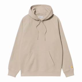 Hiking Appropriate Structured Hood Shape Carhartt WIP Hooded Chase Sweat -  Fleur De Sel / Gold