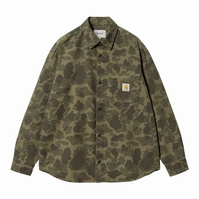 Vintage Style Carhartt WIP L/S Duck Shirt  - Camo Duck Green / Office Green