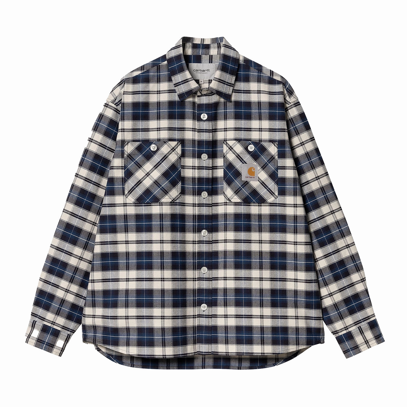 Country Escape Hidden Button Placket Carhartt WIP L/S Tarbell Check Shirt - Dark Navy / White