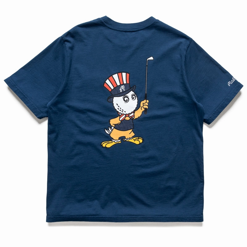 Malbon Golf Eagle Buckets Pocket Tee - Navy narrow hem