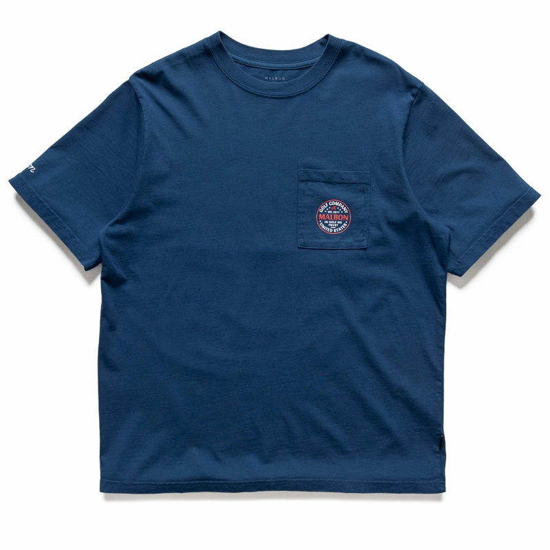 Button Malbon Golf Eagle Buckets Pocket Tee - Navy