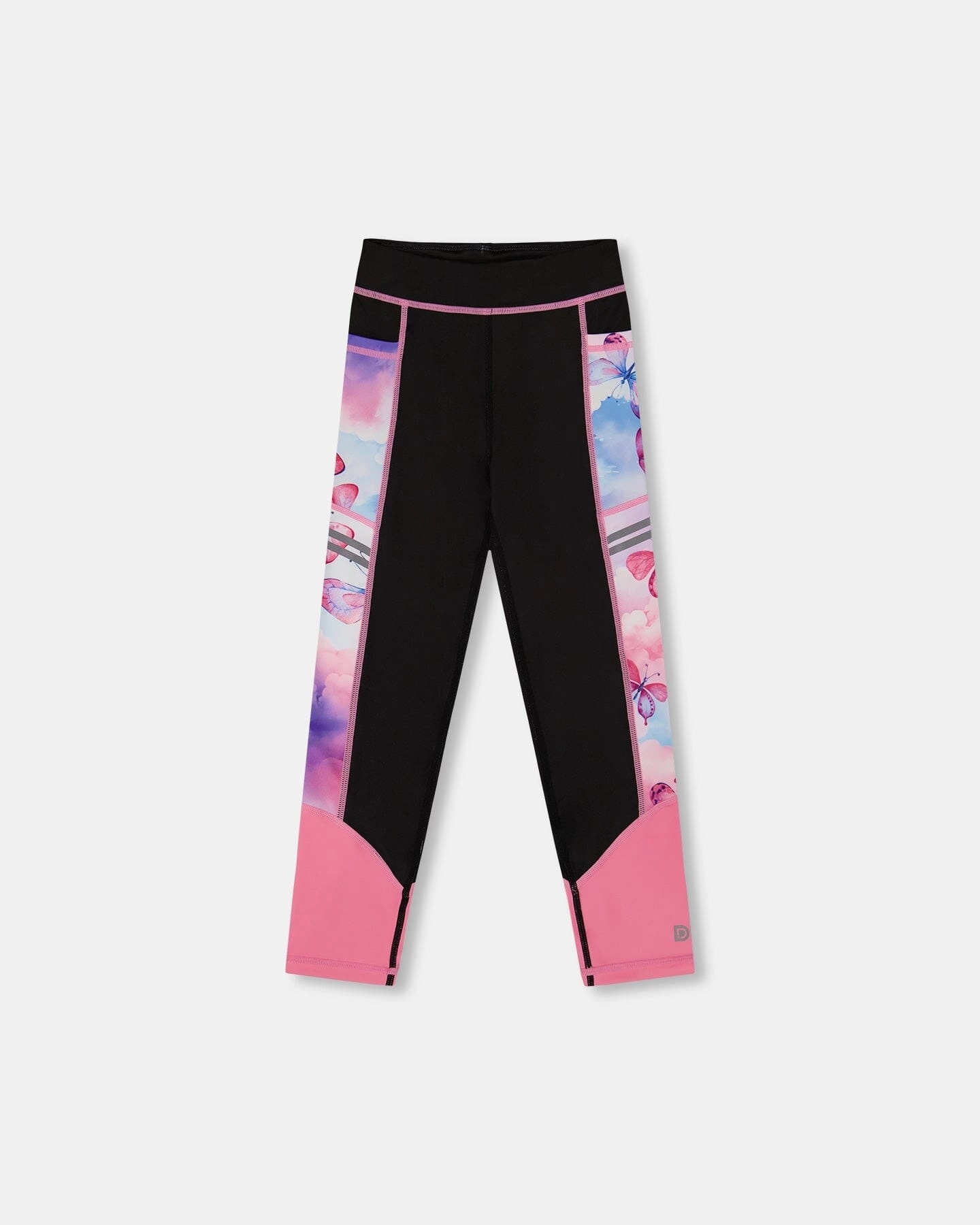 Comfortable Fit Wear Colorblock Athletic Leggings Black And Multicolored Butterflies