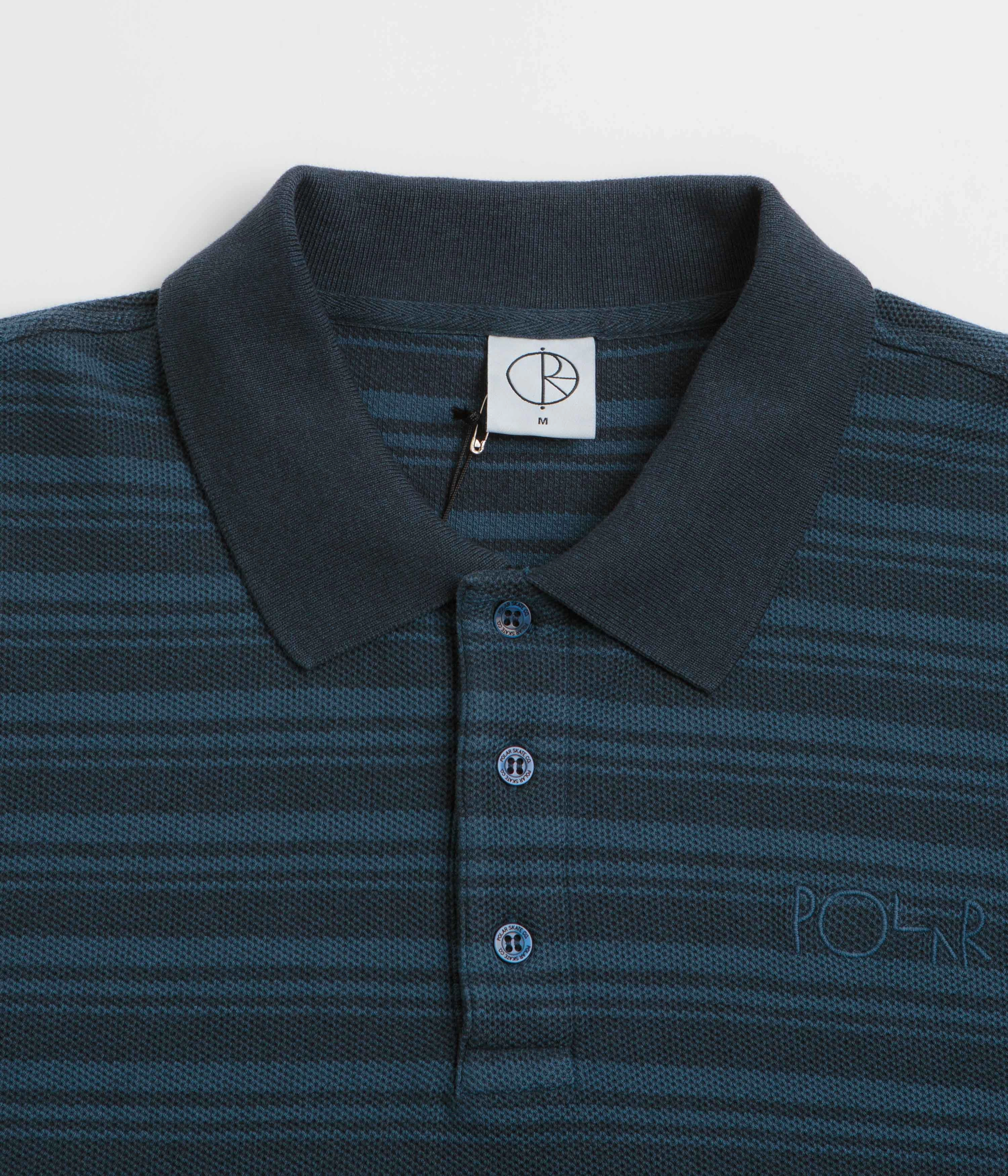 Polar Stripe Surf Polo Shirt - Neptune Blue Reinforced Shoulders Camouflage Style
