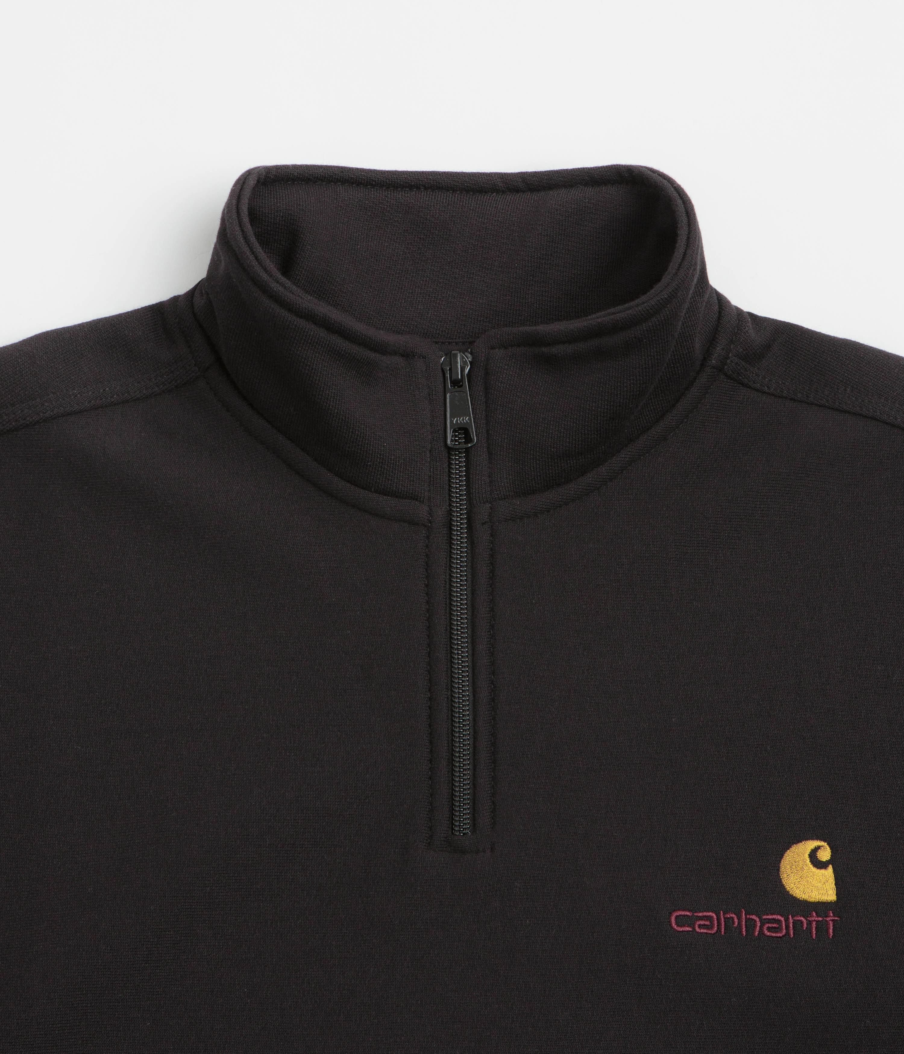 Pockets Fashion Fit Carhartt Half Zip American Script Sweatshirt - Black