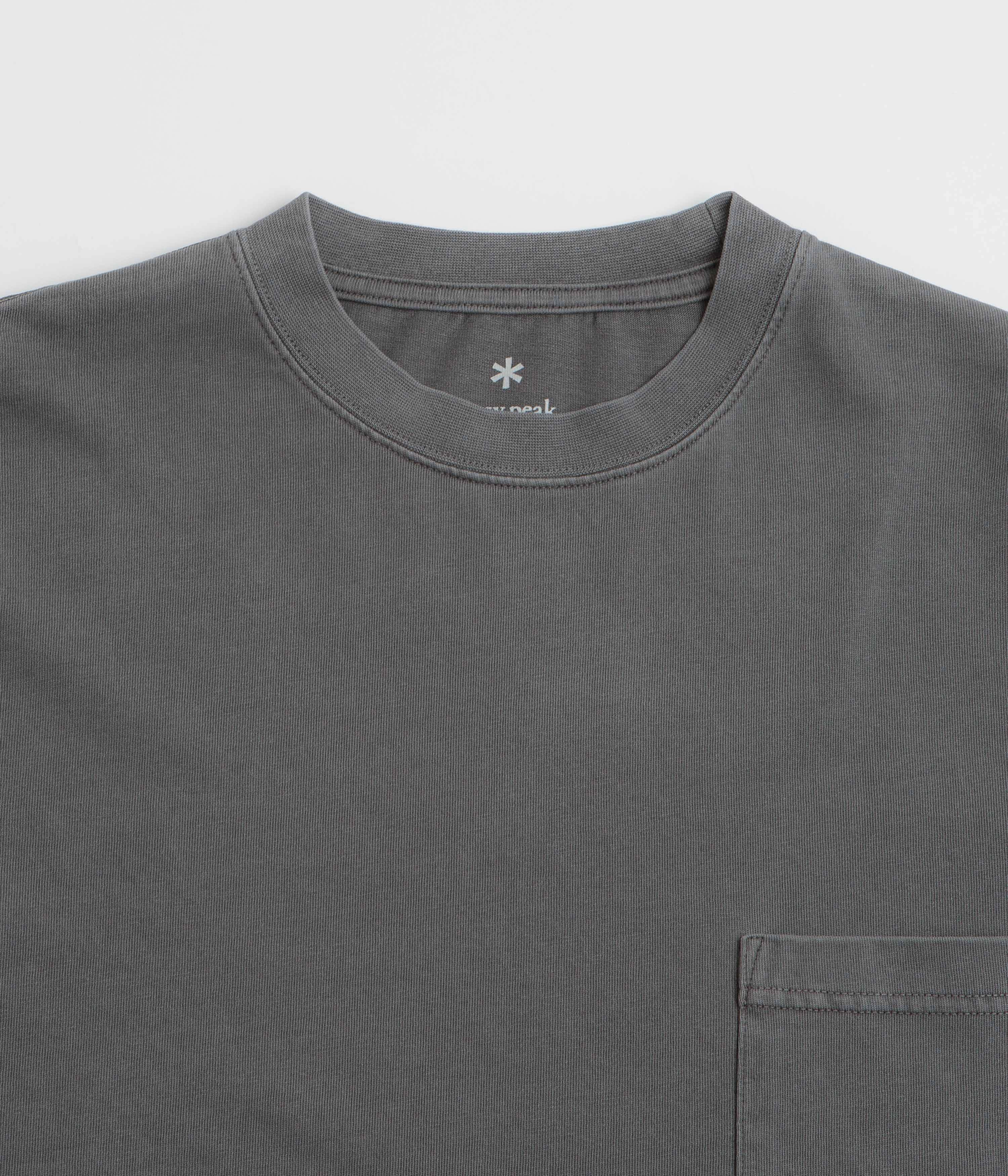 Snow Peak Garment Dyed Long Sleeve T-Shirt - Charcoal dark colors