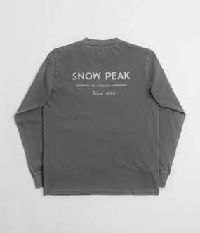 Snow Peak Garment Dyed Long Sleeve T-Shirt - Charcoal swimming venue