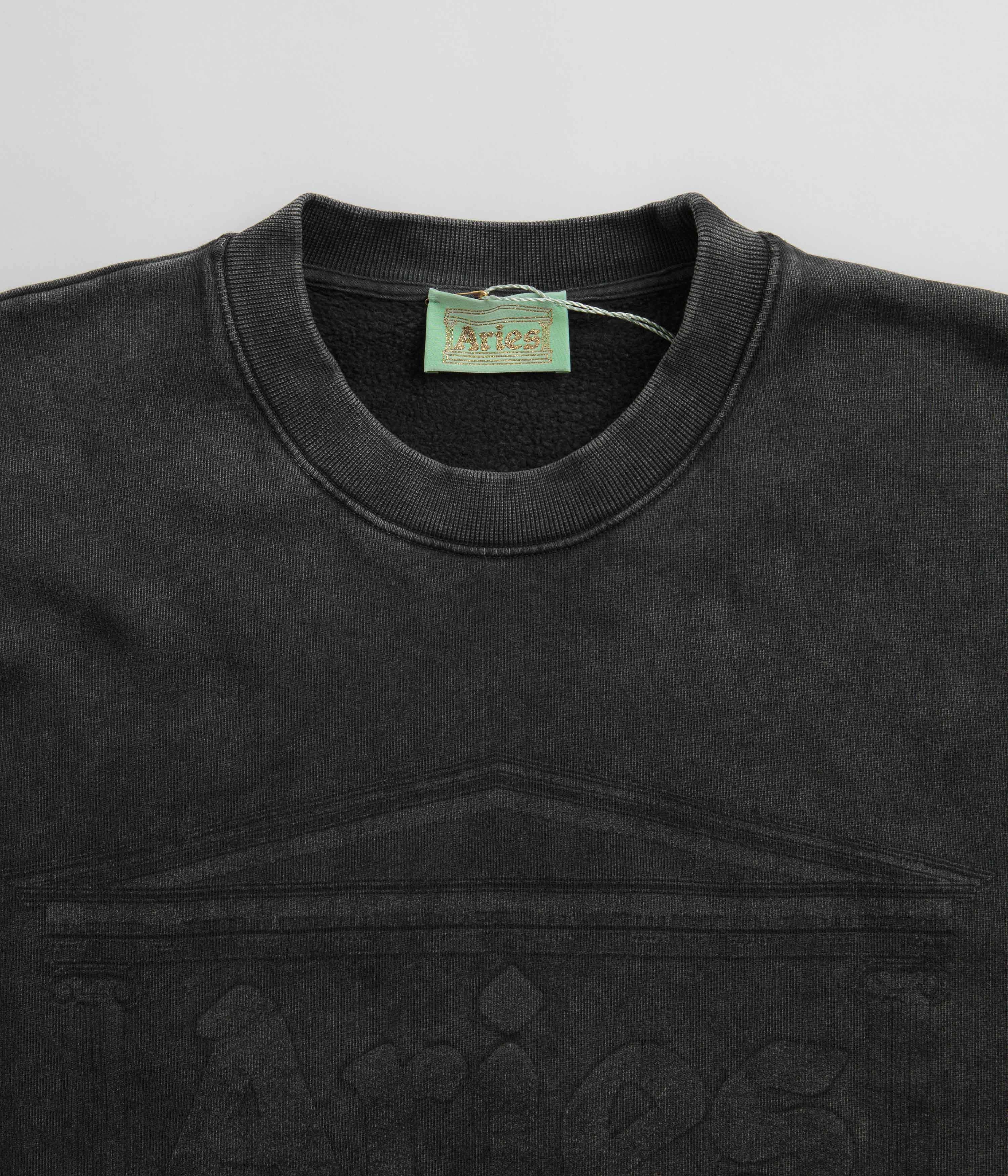 Aries Aged Ancient Column Crewneck Sweatshirt - Black Comfy Basics