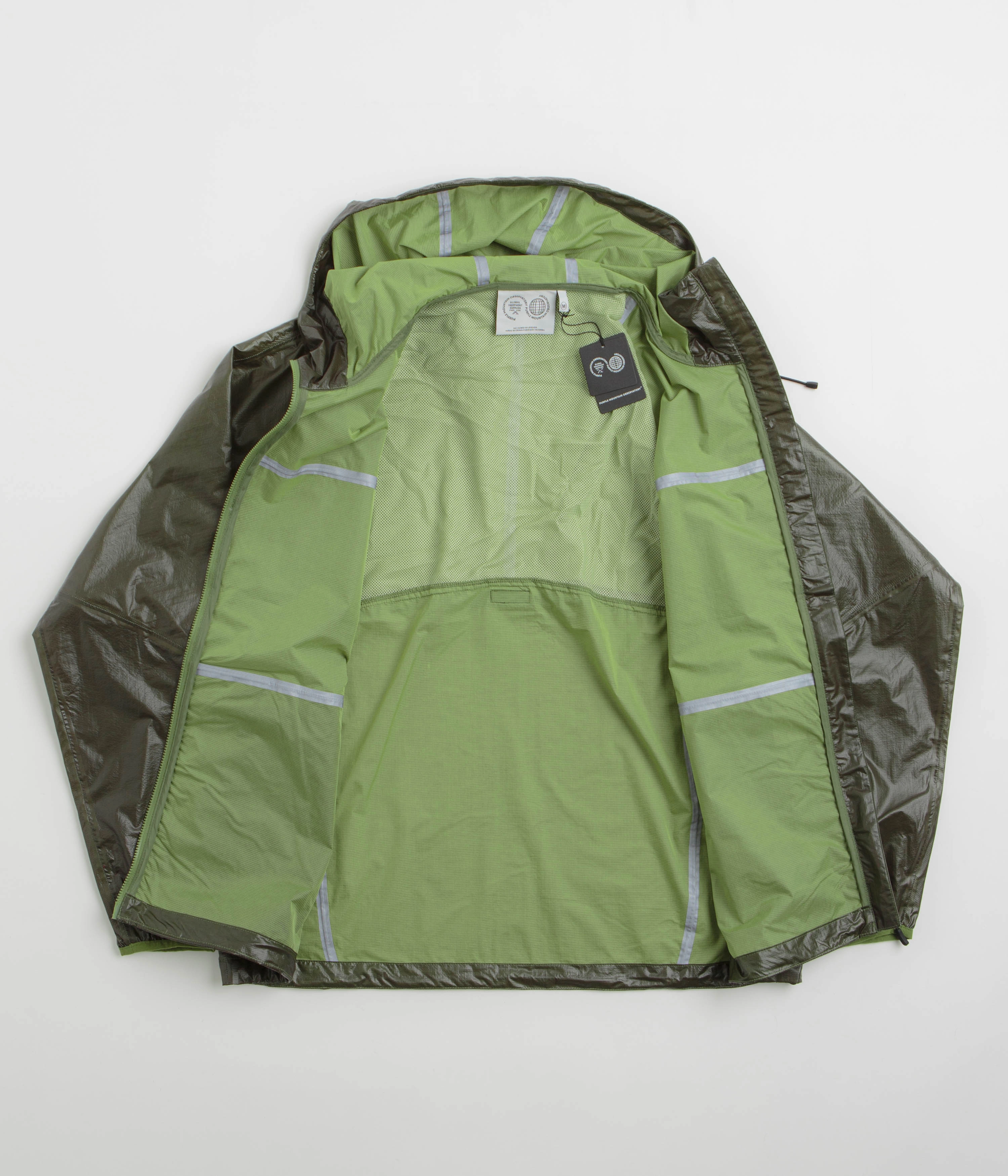 Purple Mountain Observatory Heatreactive Breeze Jacket - Khaki / Lime Stretch Panels