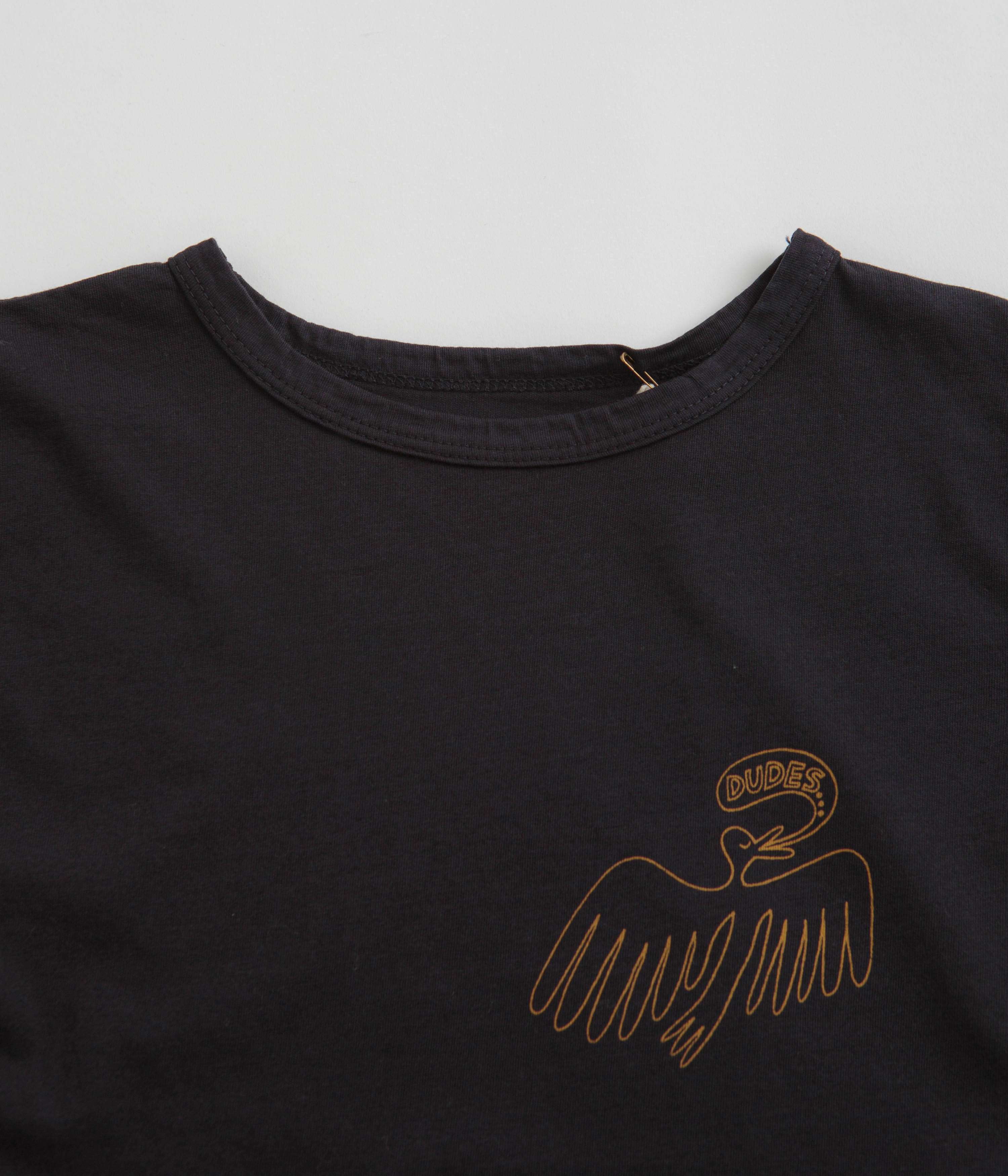 Straight fit Mollusk Kids Dude Yes T-Shirt - Black Indigo