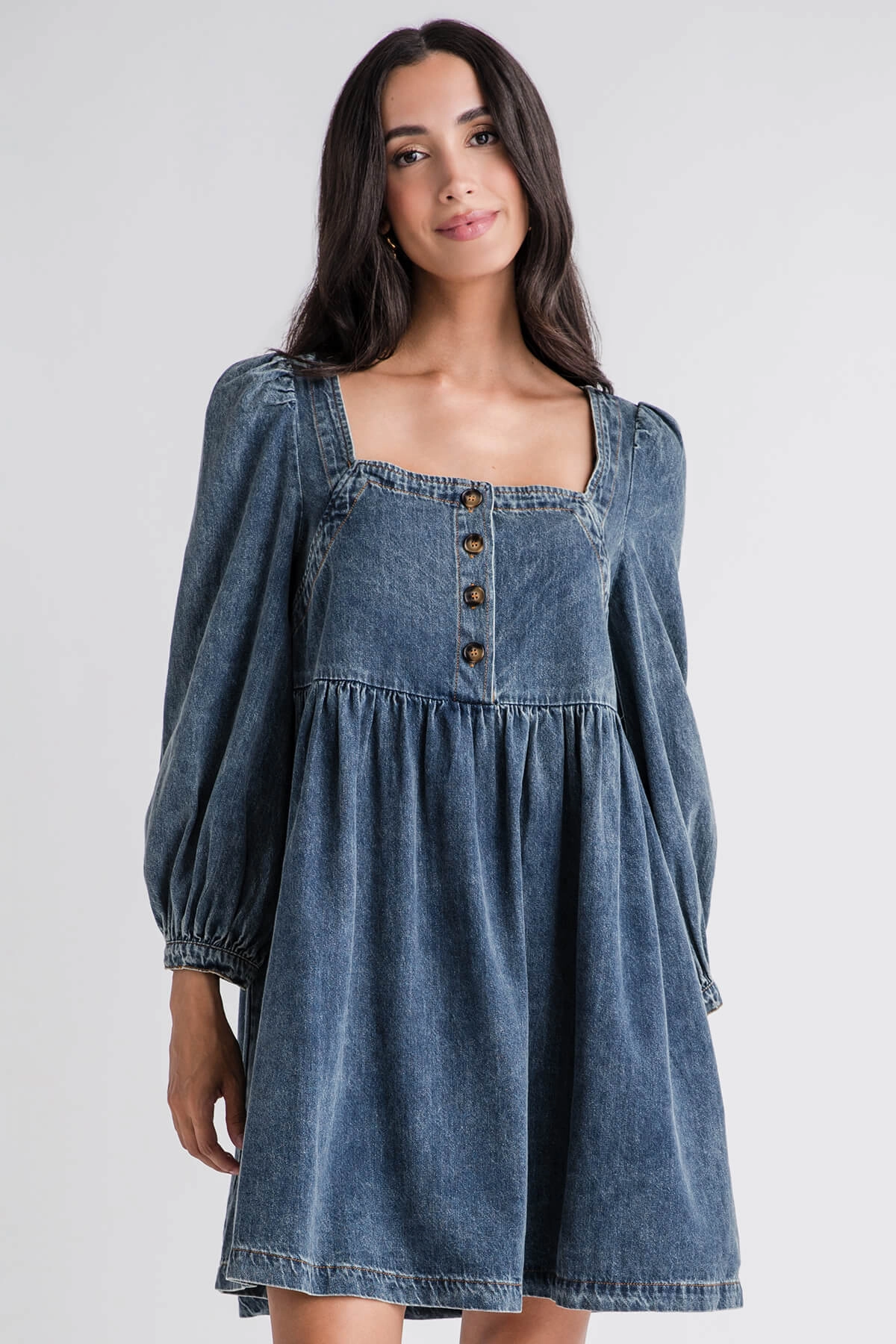Flattering and Effortless Romantic Soft Flying Tomato Denim Dress