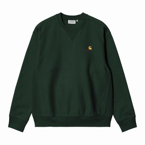 product quilted lining comfort Weekend Comfort Carhartt WIP American Script Sweatshirt - Conifer