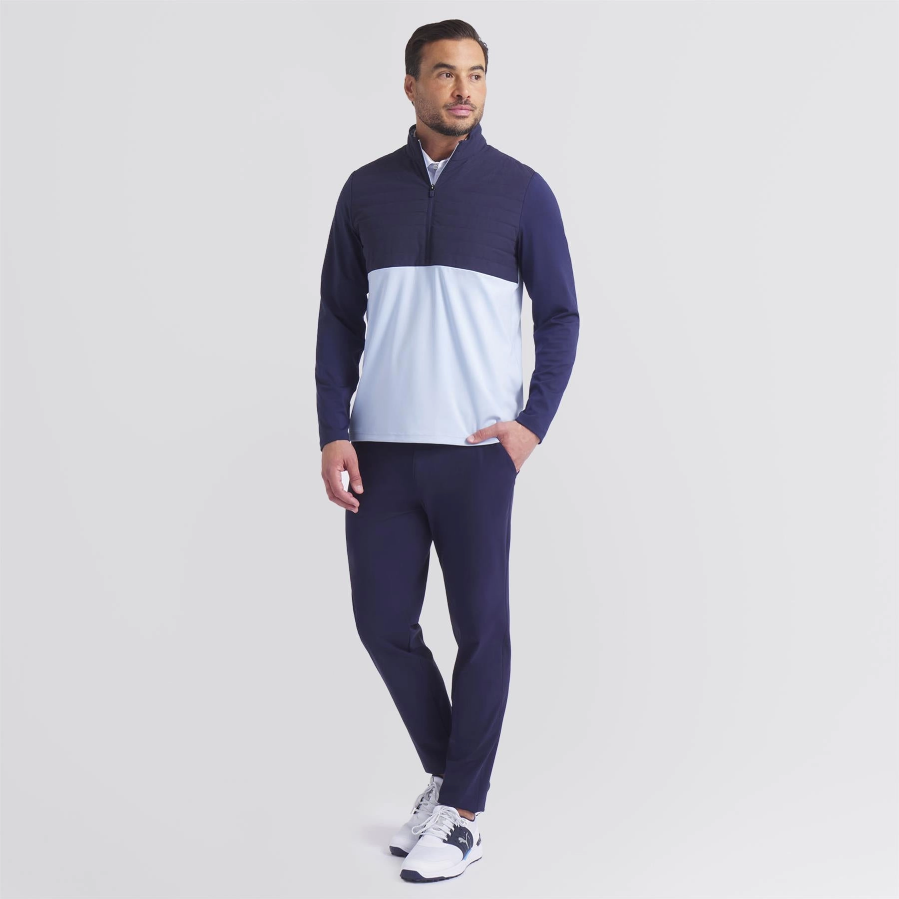 Fray Resistant Finish Odor Control Fabric Cloudspun Tech Hybrid Half Zip Deep Navy