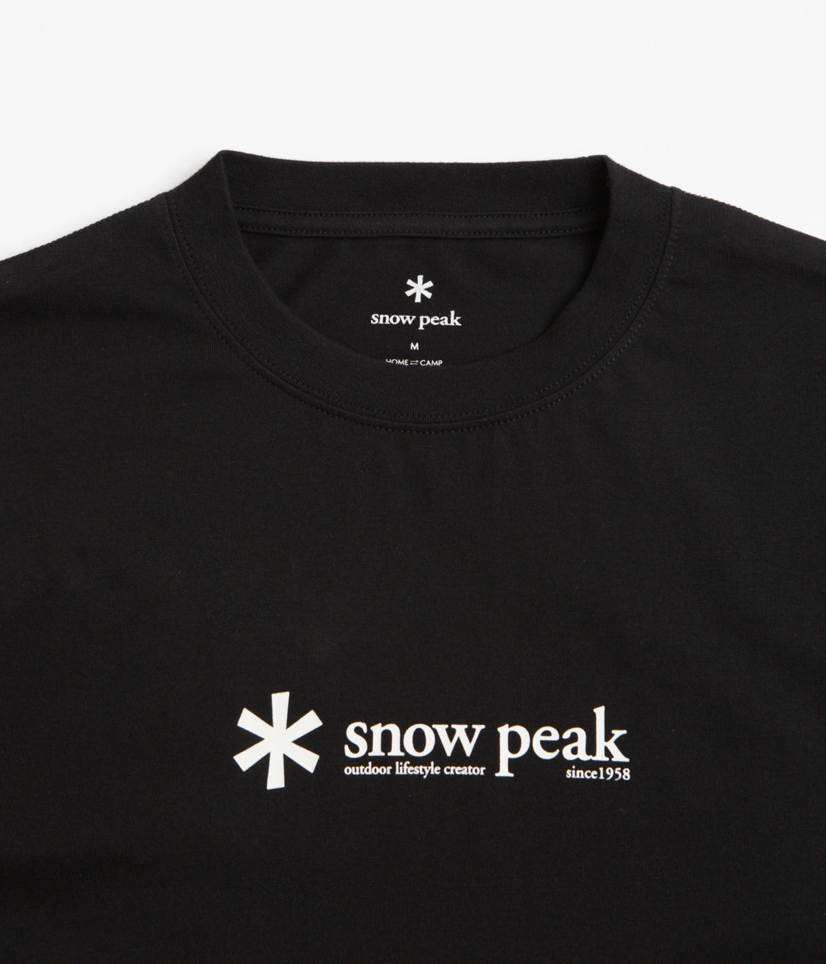Wrinkle Resistant Finish Snow Peak Soft Cotton Logo T-Shirt - Black