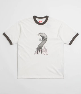 Vans Skate Mike G Snake Flame Ringer T-Shirt - Marshmallow narrow legs