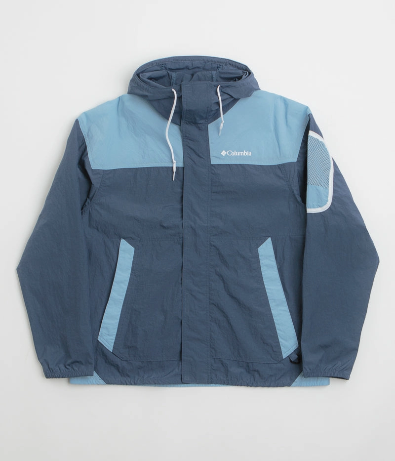 Backpack friendly Columbia Challenger II Windbreaker Jacket - Dark Mountain / Ripple Blue