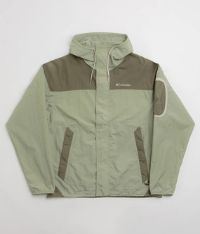 Columbia Challenger II Windbreaker Jacket - Safari / Stone Green Hidden Compartments humid