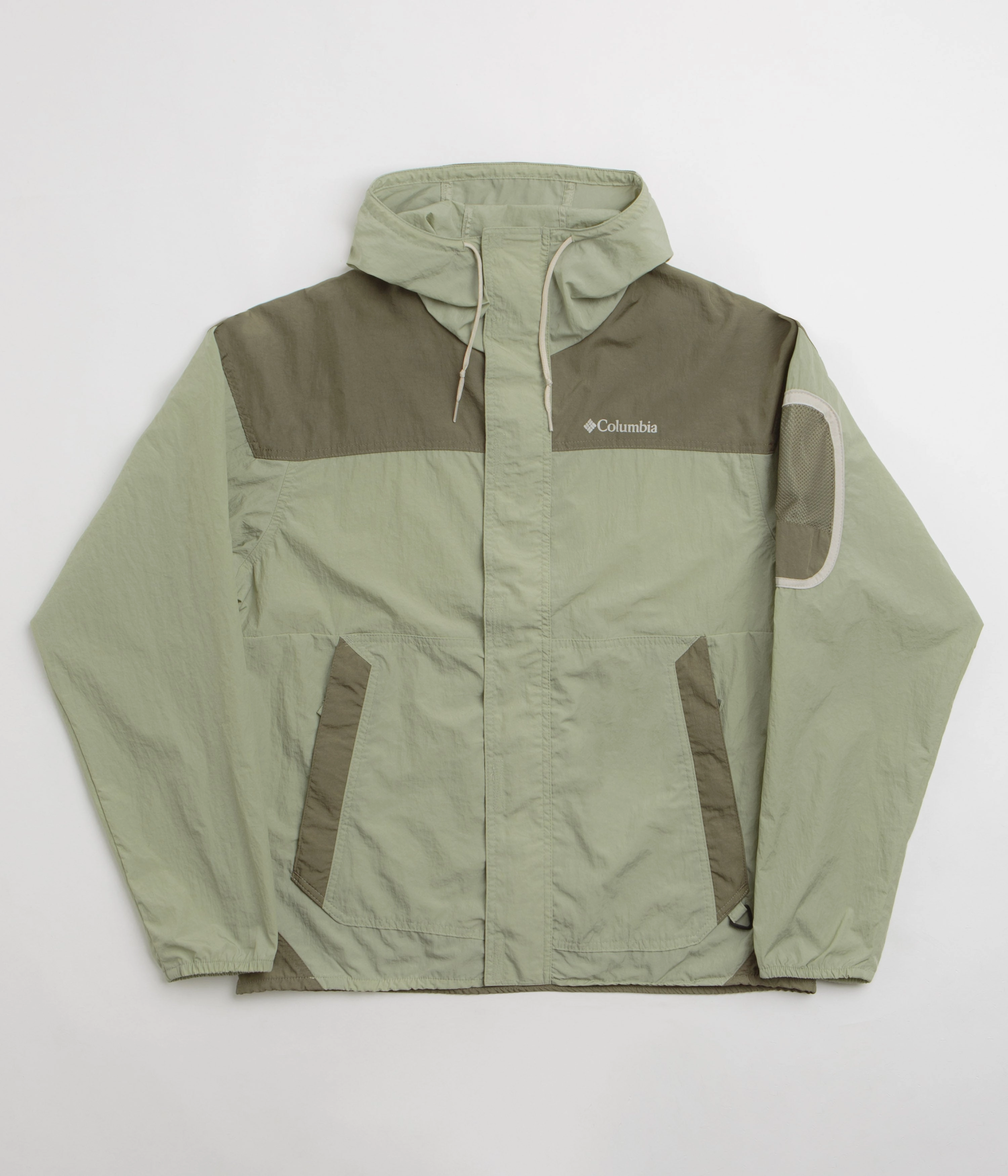 Columbia Challenger II Windbreaker Jacket - Safari / Stone Green Hidden Compartments humid