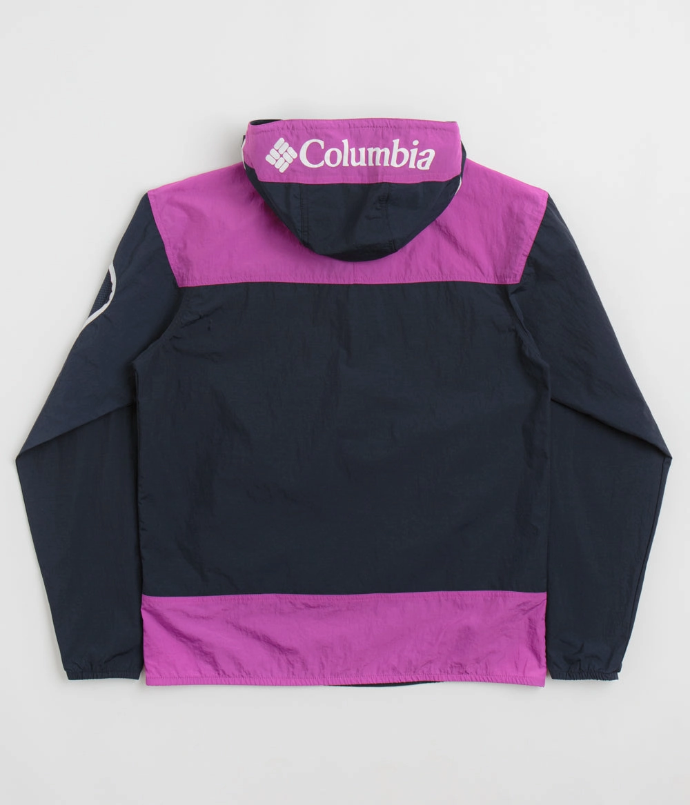 Grid Backlined Interior Columbia Challenger Windbreaker Anorak - Collegiate Navy / Razzle