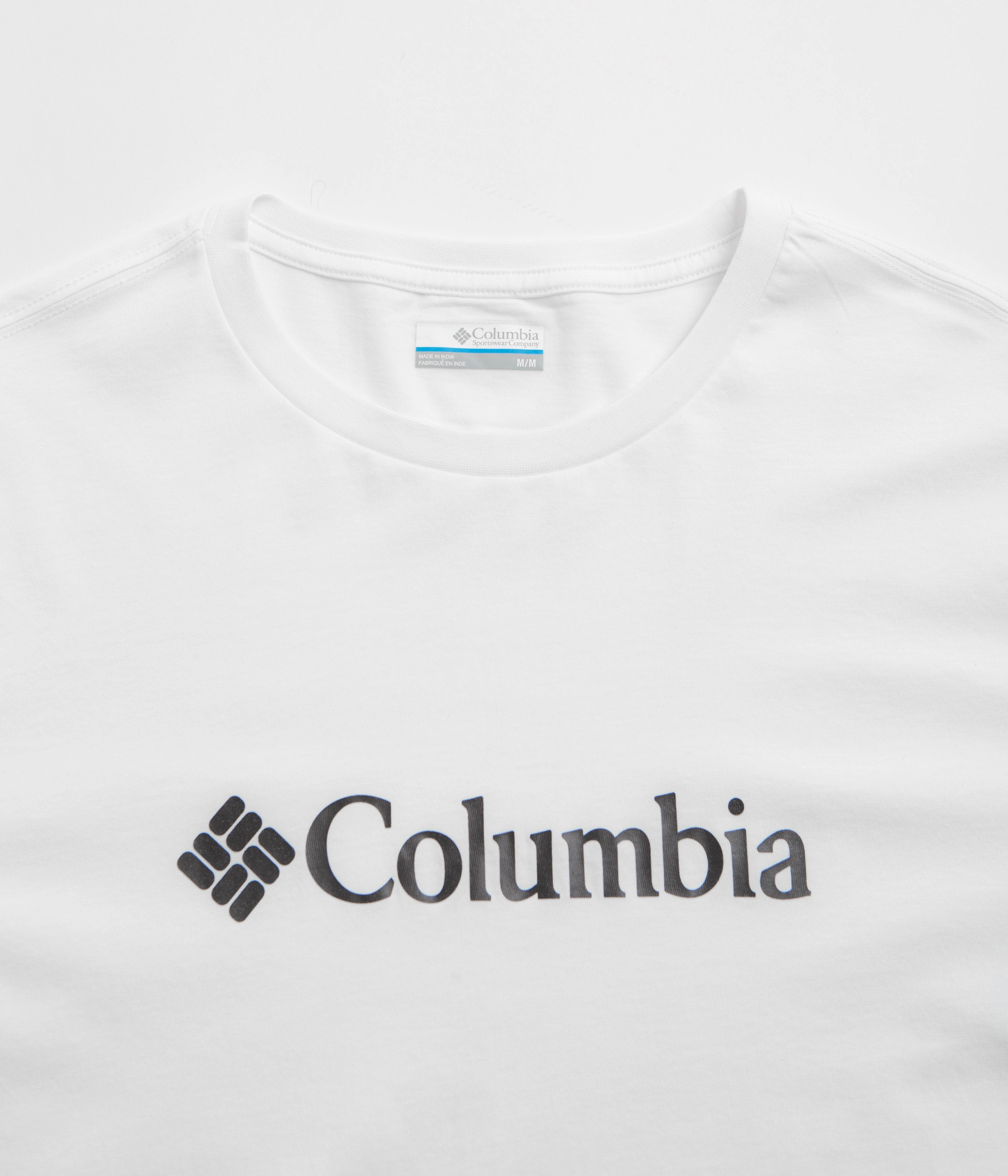 Long Length Decorative details Columbia CSC Basic Logo Short Sleeve T-Shirt - White