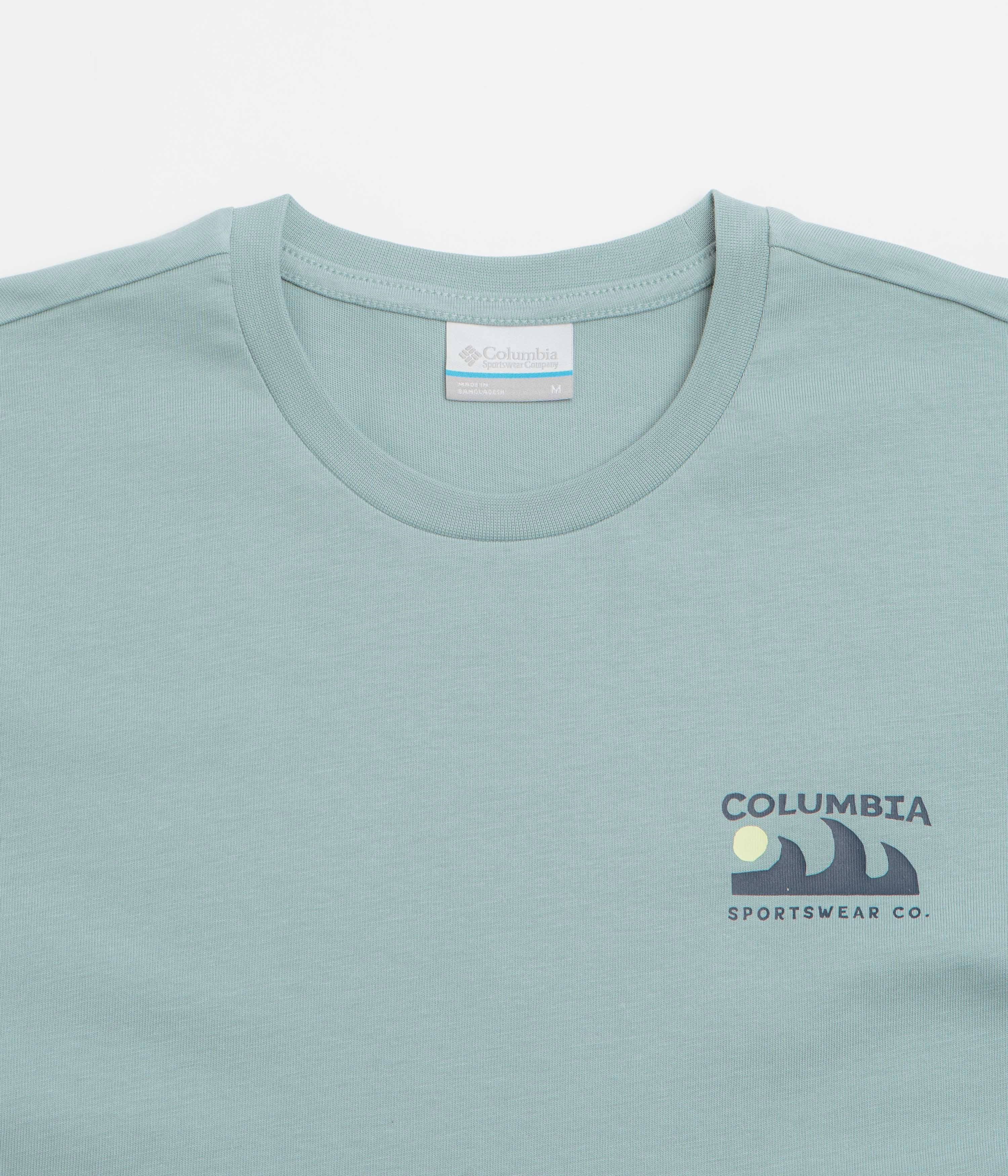 Square Neck Cropped Columbia Explorers Canyon Back T-Shirt - Crushed Blue / Peaks and Waves