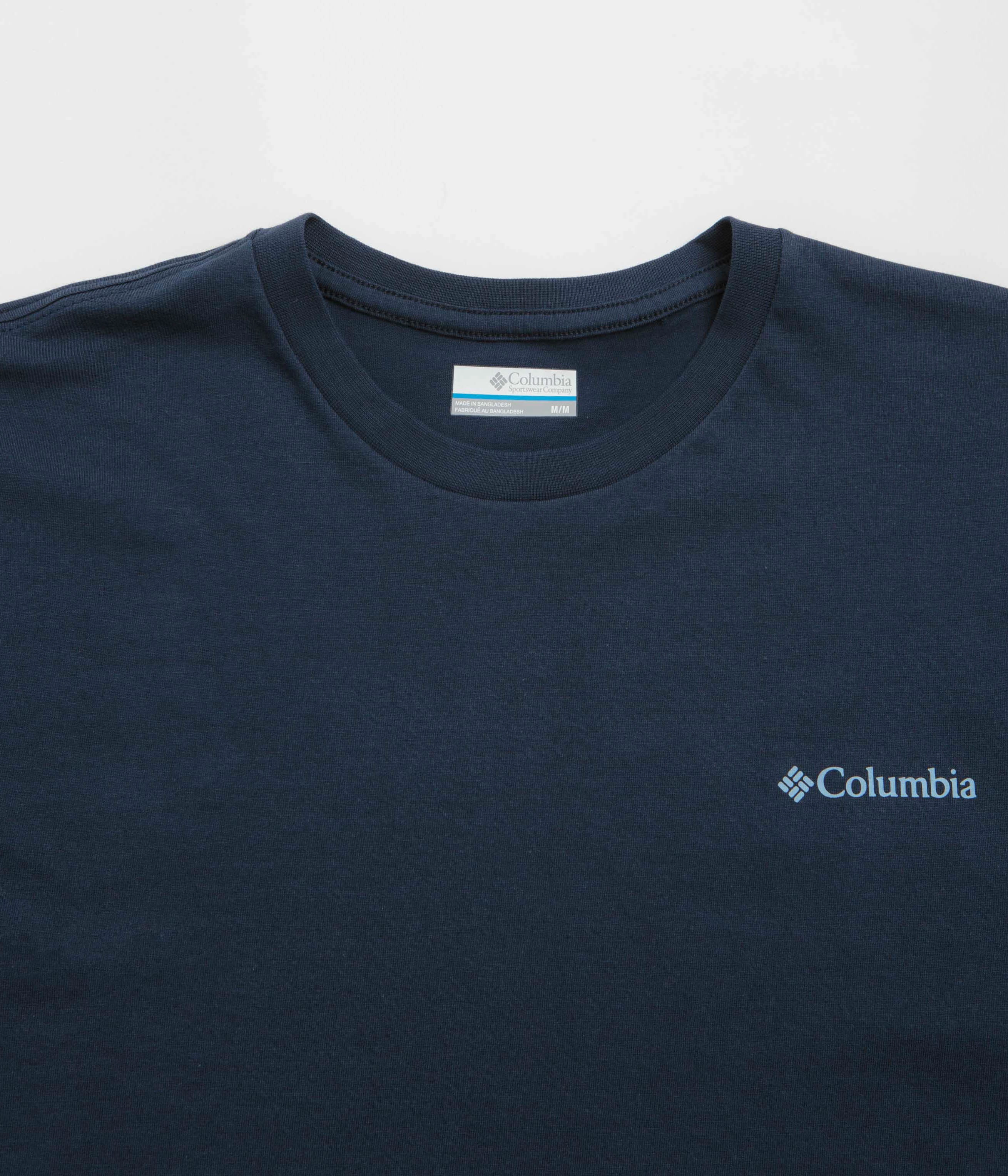 Columbia North Cascades T-Shirt - Collegiate Navy / Pasteled Framed Slim-fit size chart