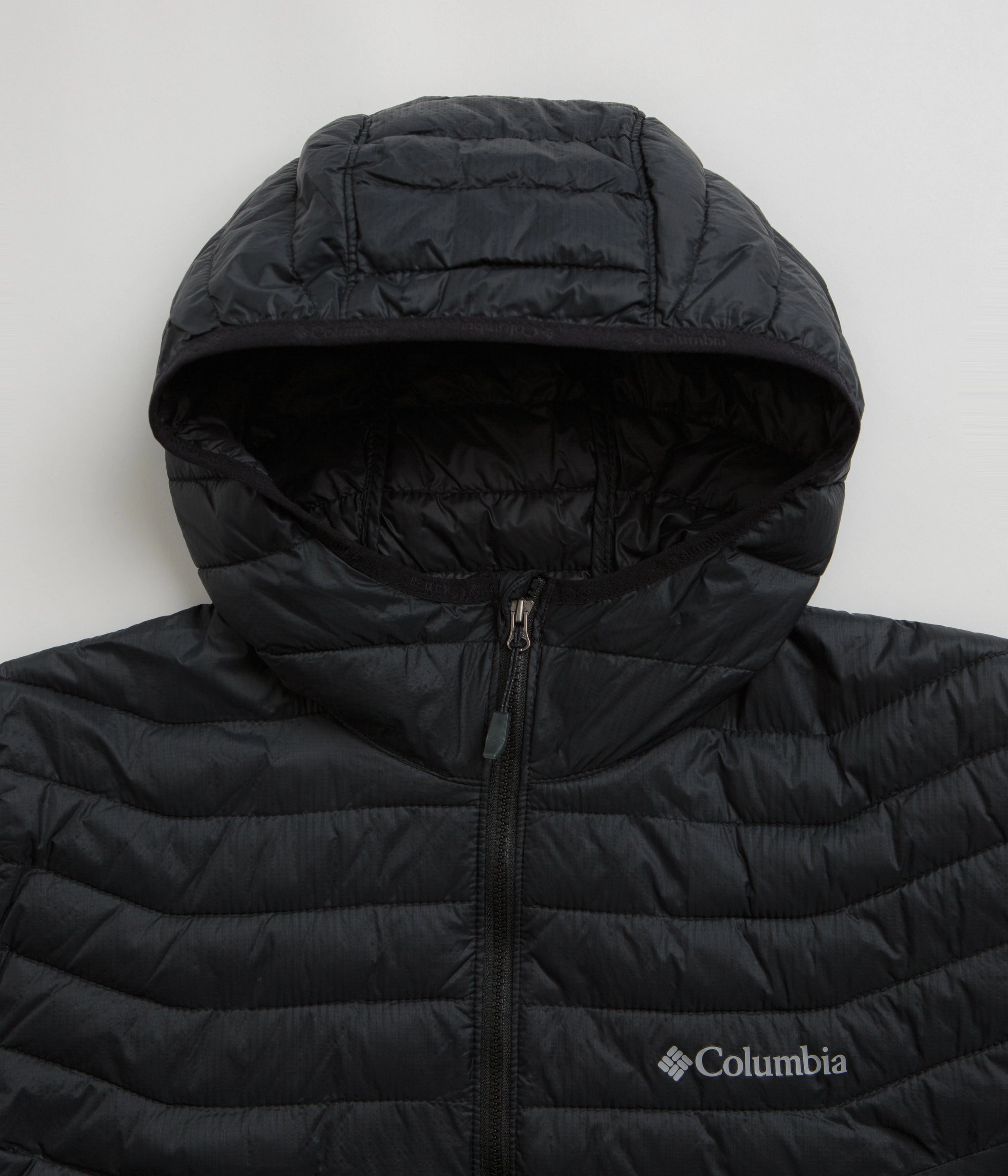 neutral - colored Drop Hood Style Columbia Powder Pass Hybrid Hooded Jacket - Black