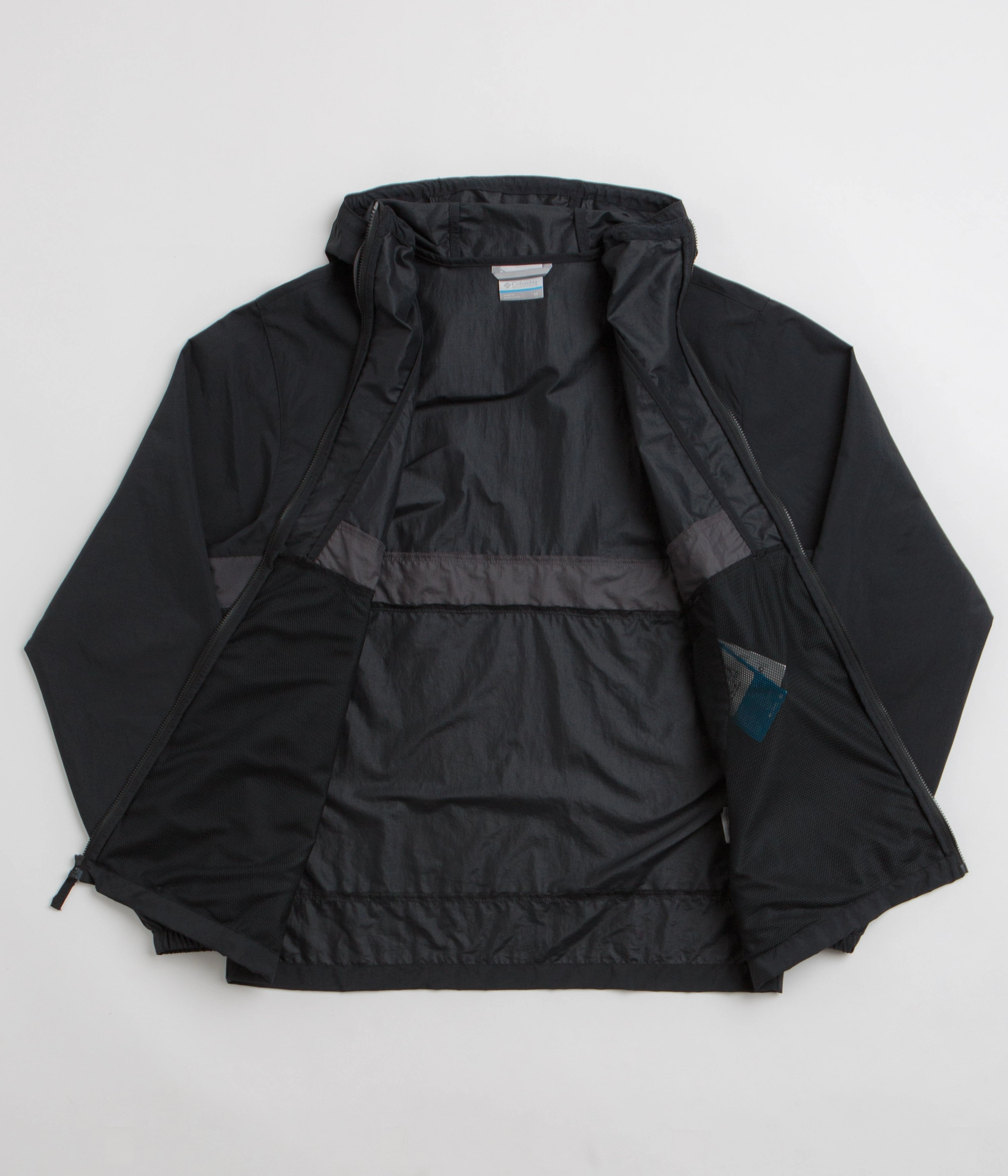 Columbia Spire Valley Hooded Windbreaker Jacket - Black / Shark Discover Empathy