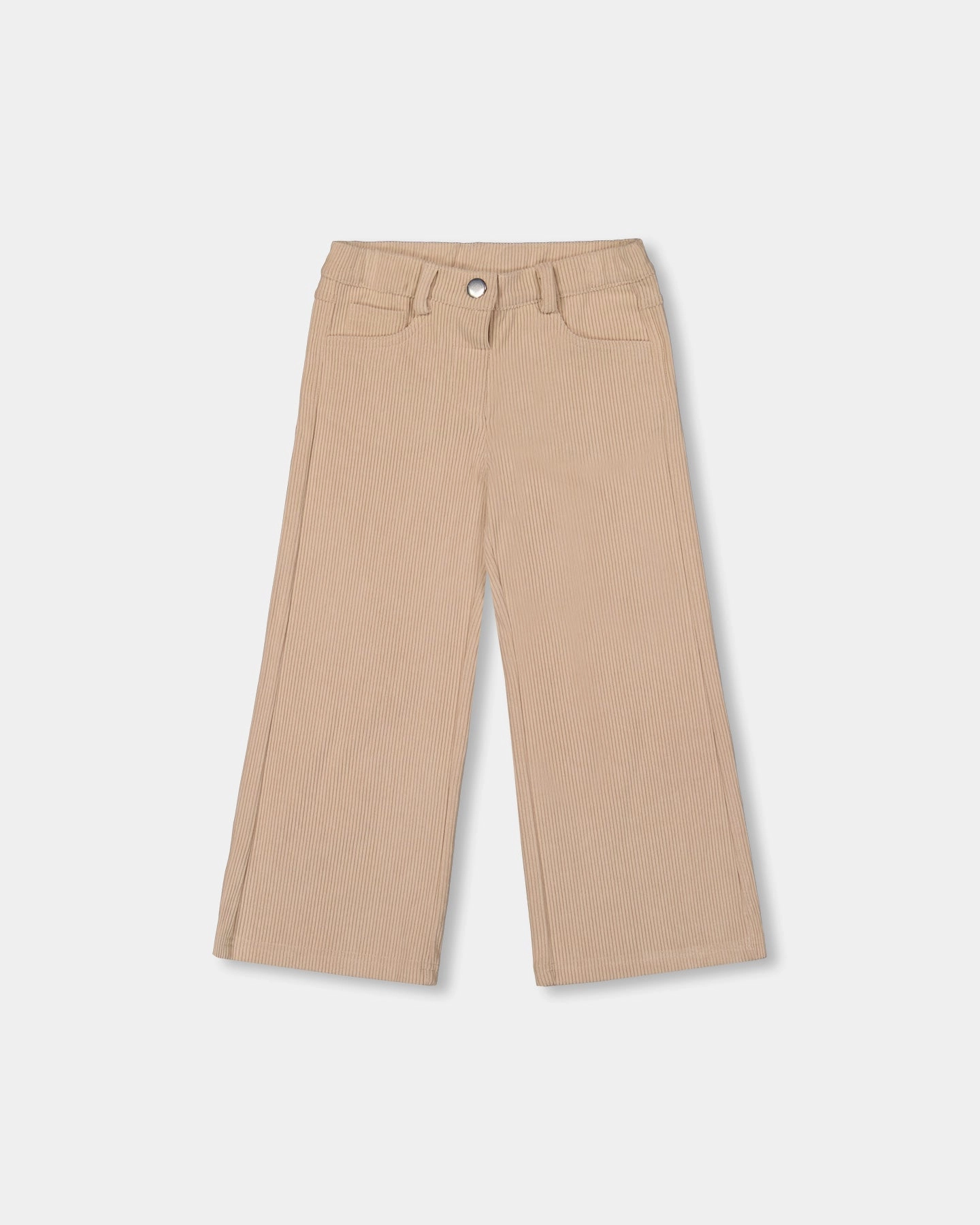 Wide Leg Corduroy Pants Beige Reflective Trim Casual Performance