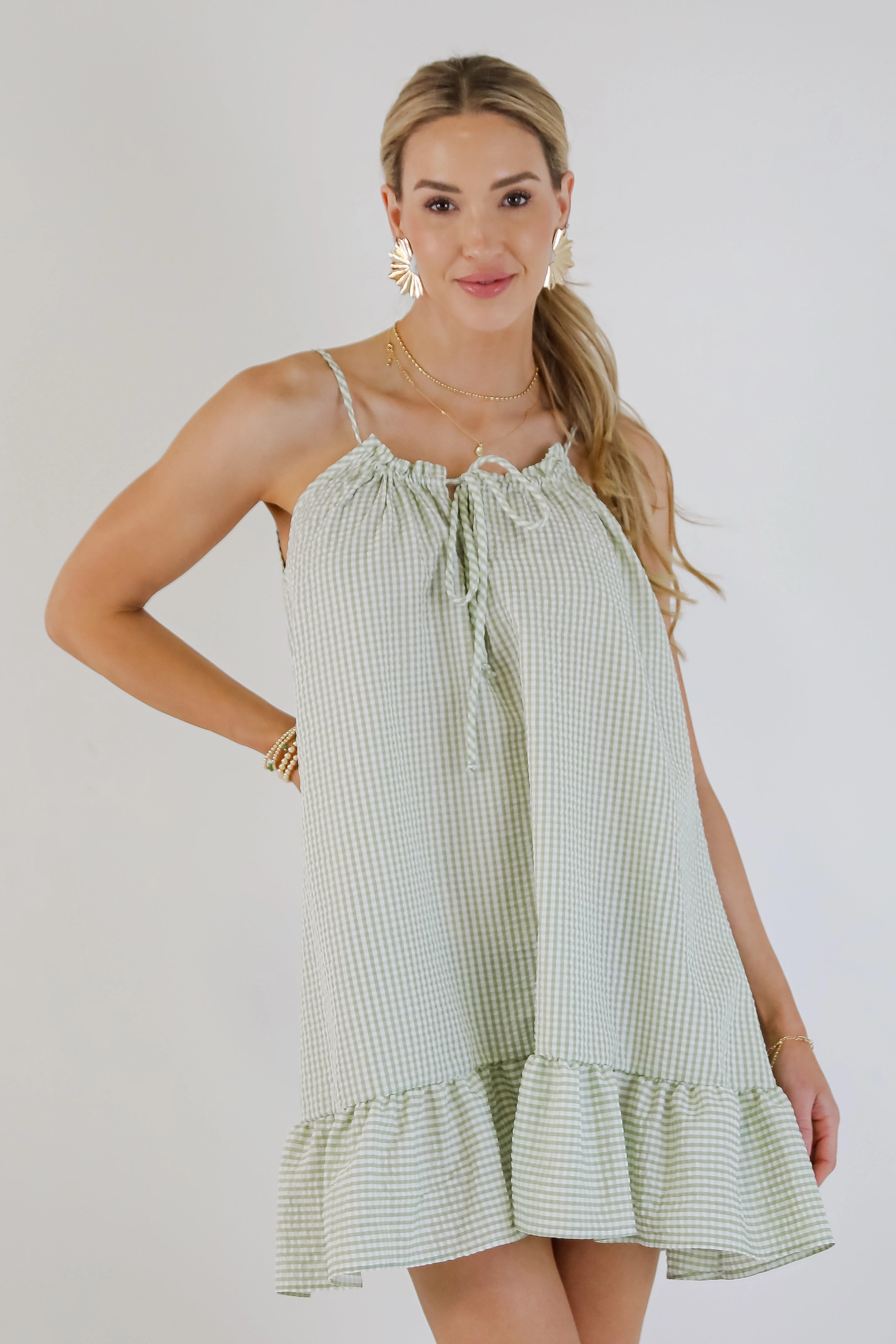 FINAL SALE - Love Opens Doors Seersucker Mini Dress Flexible Layers Perfect For Work