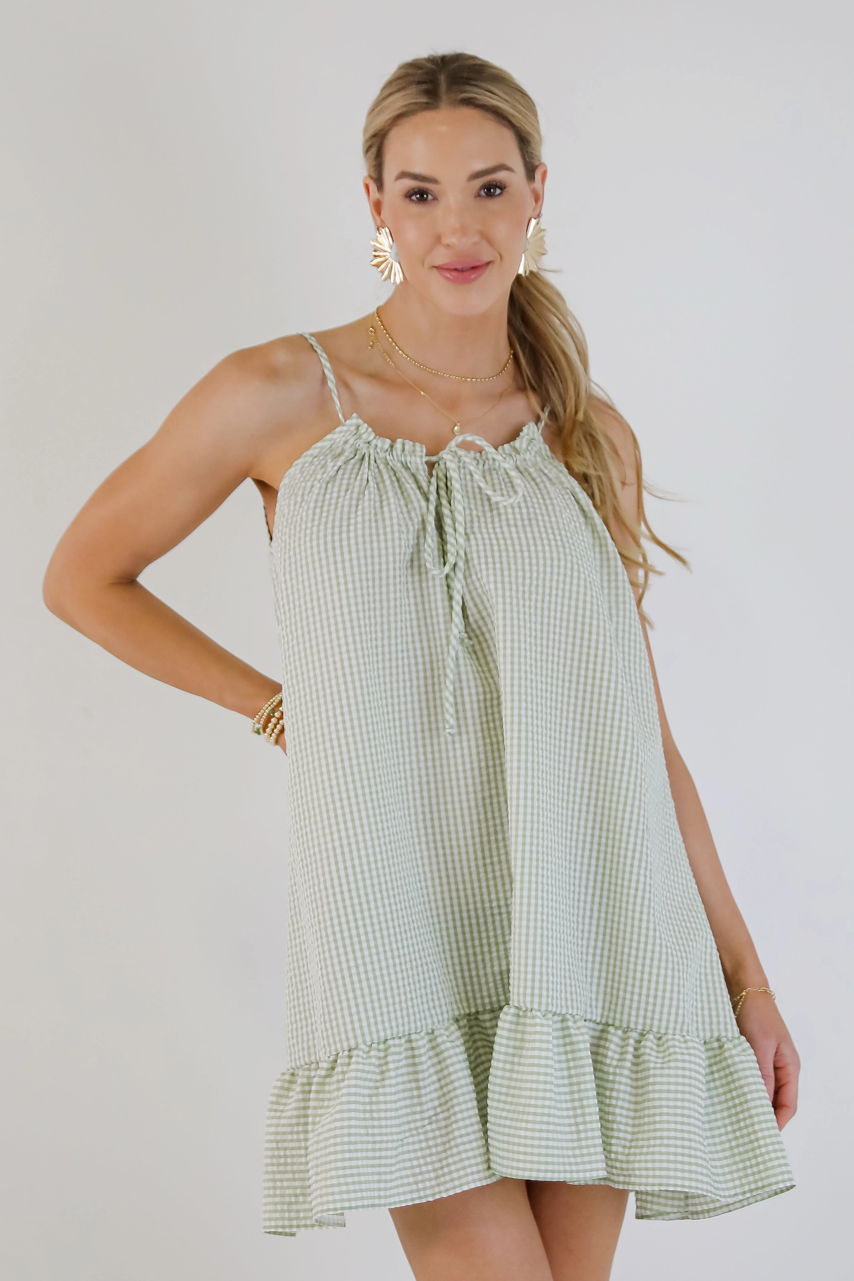 FINAL SALE - Love Opens Doors Seersucker Mini Dress Elegant Mood