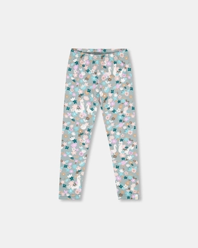Travel Essential Organic Cotton Leggings Blue Llama Print