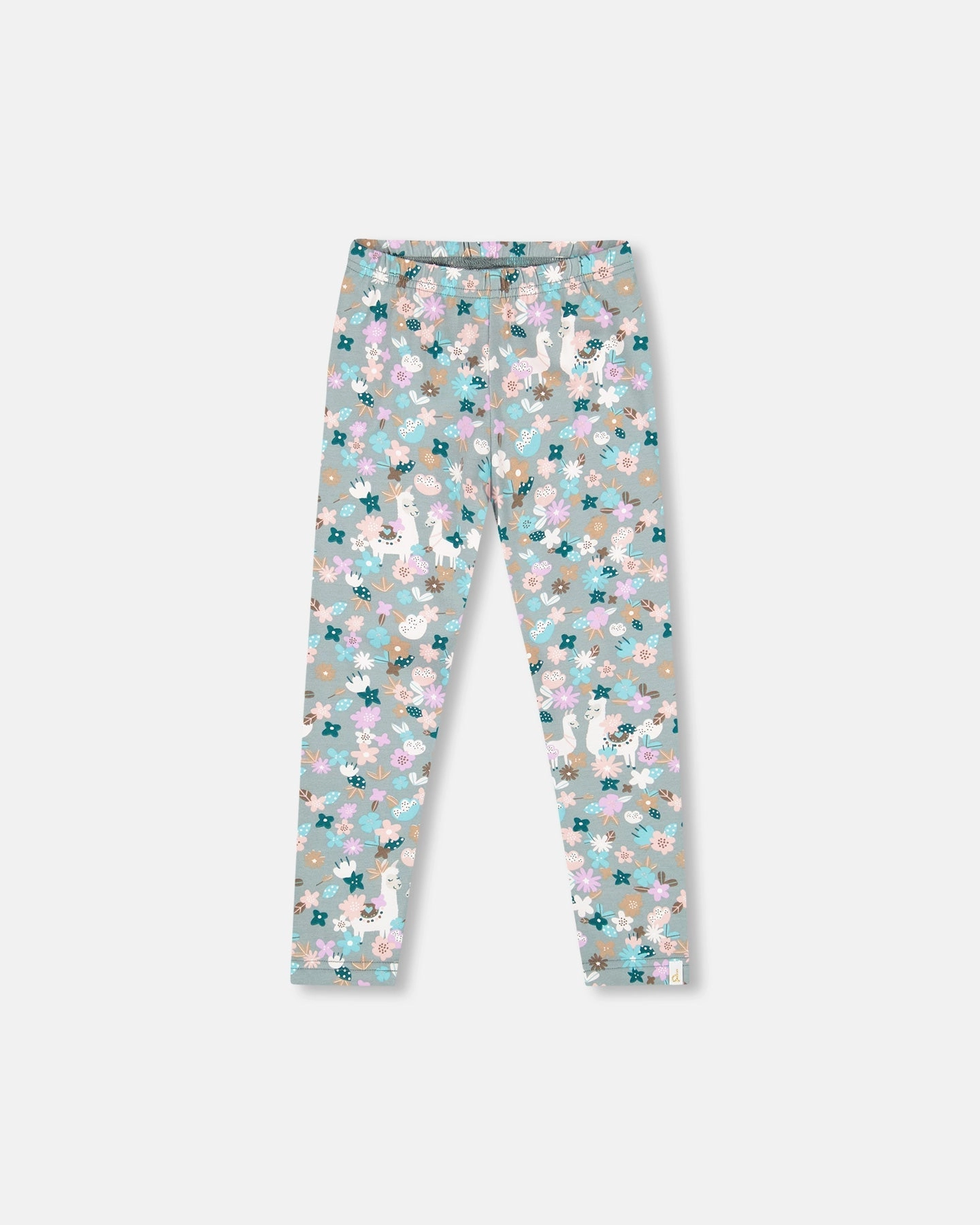 Travel Essential Organic Cotton Leggings Blue Llama Print