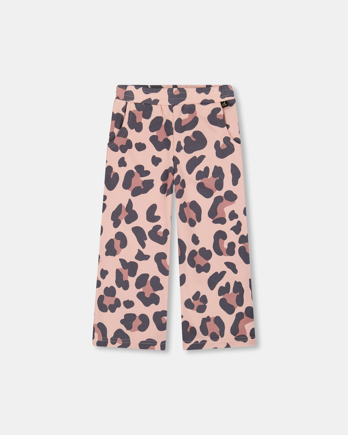 Comfortable Leg French Terry Wide Leg Sweatpants Pink Leopard