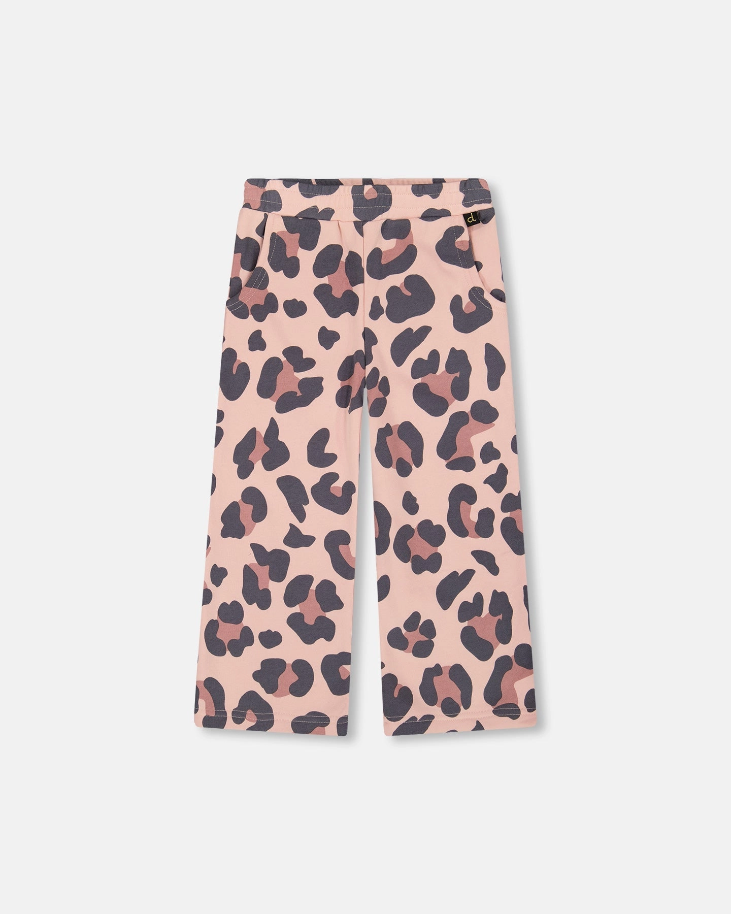 French Terry Wide Leg Sweatpants Pink Leopard Dynamic Fit