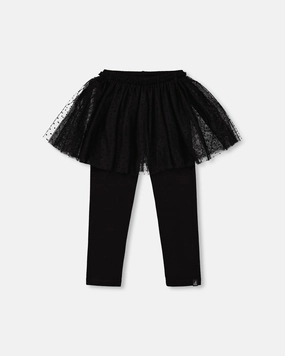 Leggings with Tulle Skirt Black Ripstop Reinforcement