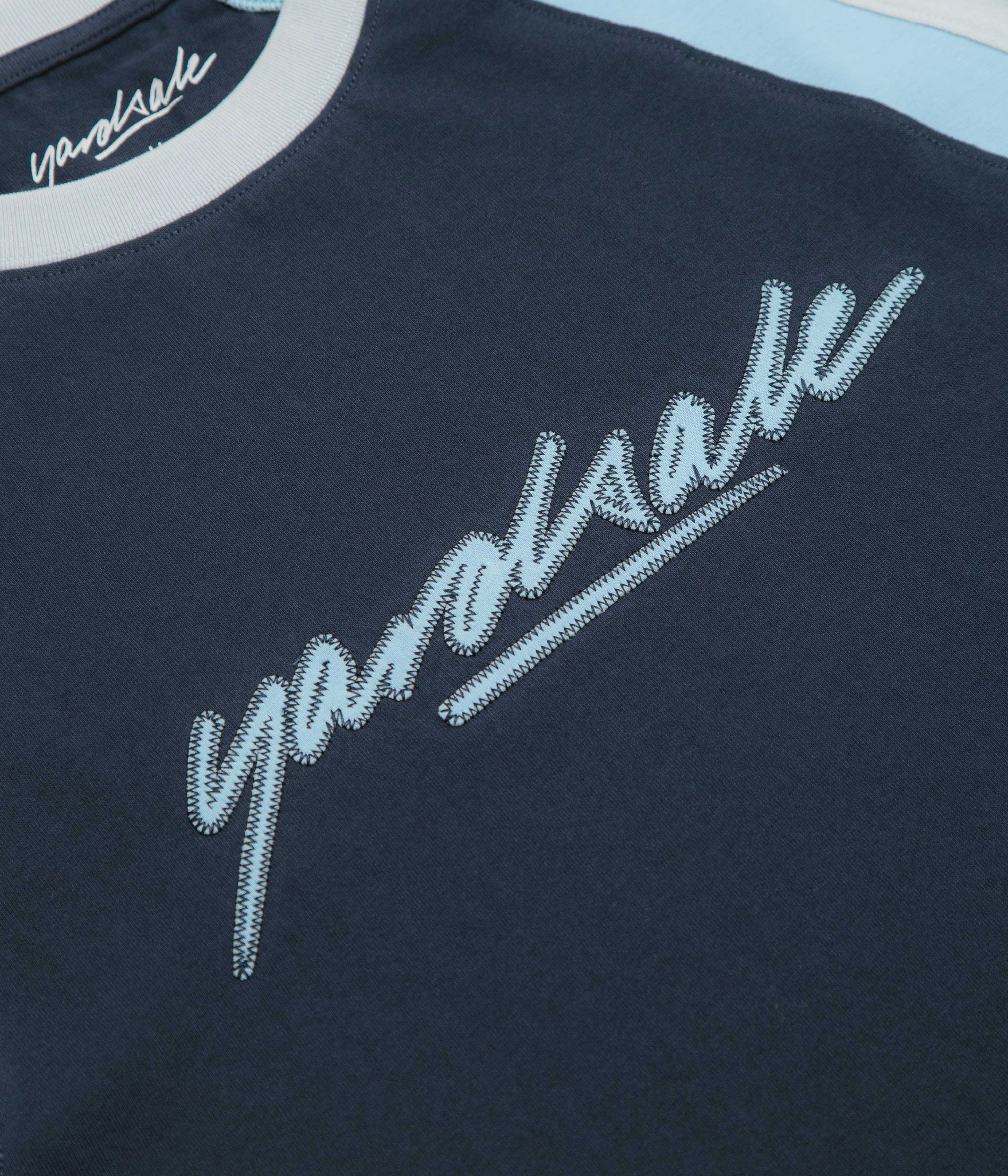 Prom look Flatlock Seam Technique Yardsale Daze T-Shirt - Blue