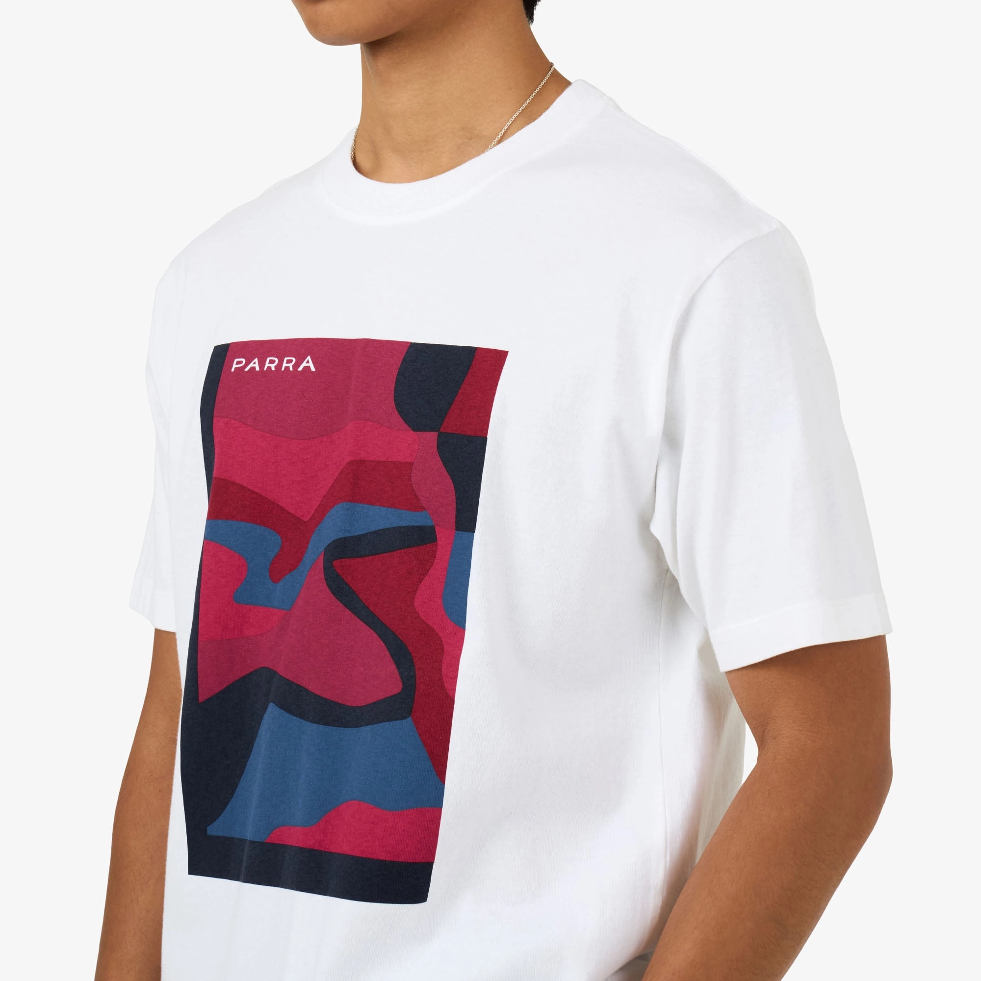 by Parra Ftp Booster T-Shirt White Frayed hem Retro Prints