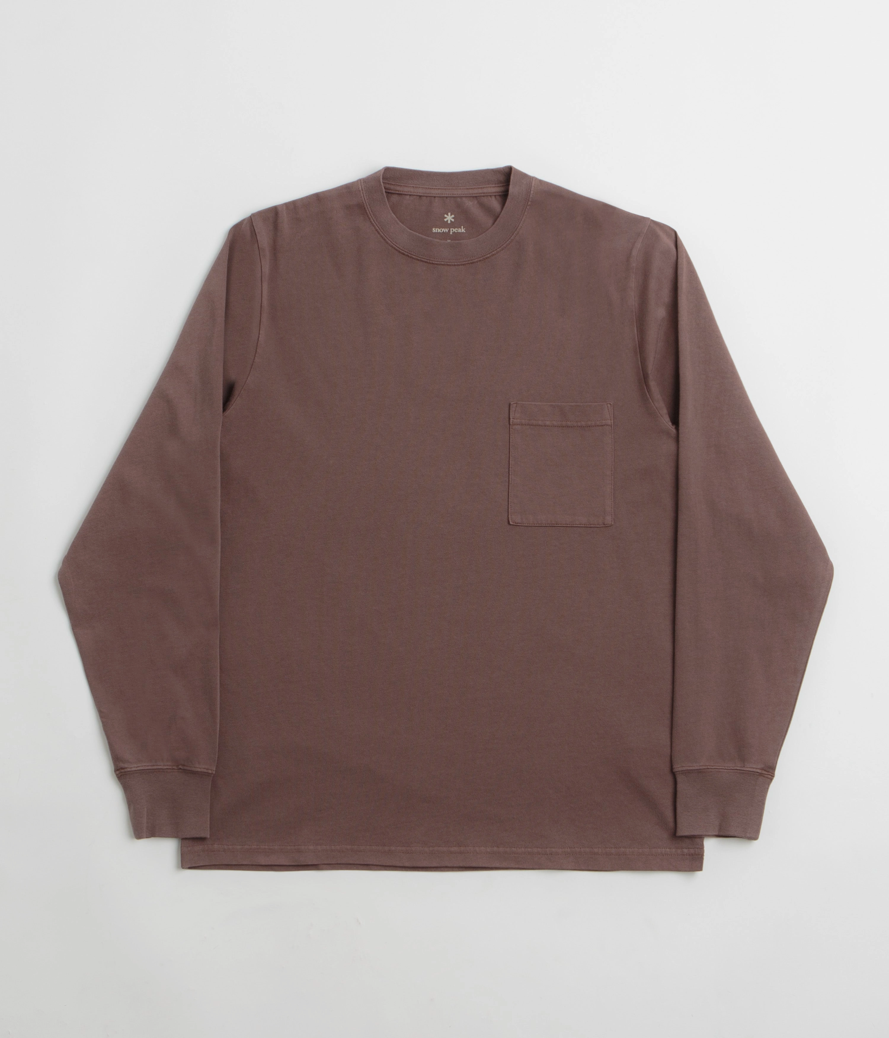 skiing event straight-leg pants silhouette Snow Peak Garment Dyed Long Sleeve T-Shirt - Burgundy