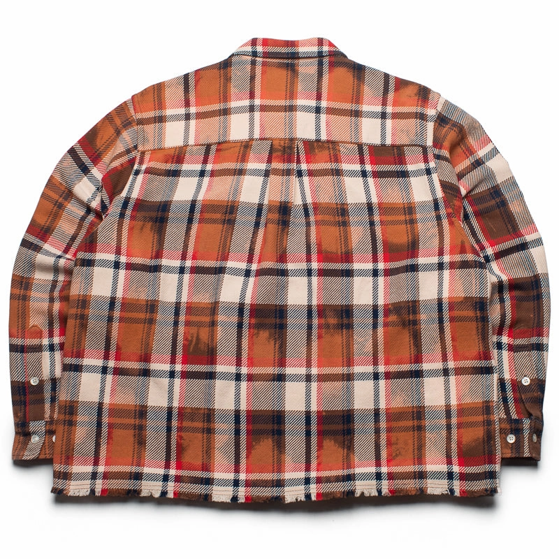 A Bathing Ape Bleached Bape Check Zip Shirt - Red wedding guests Protective Layering