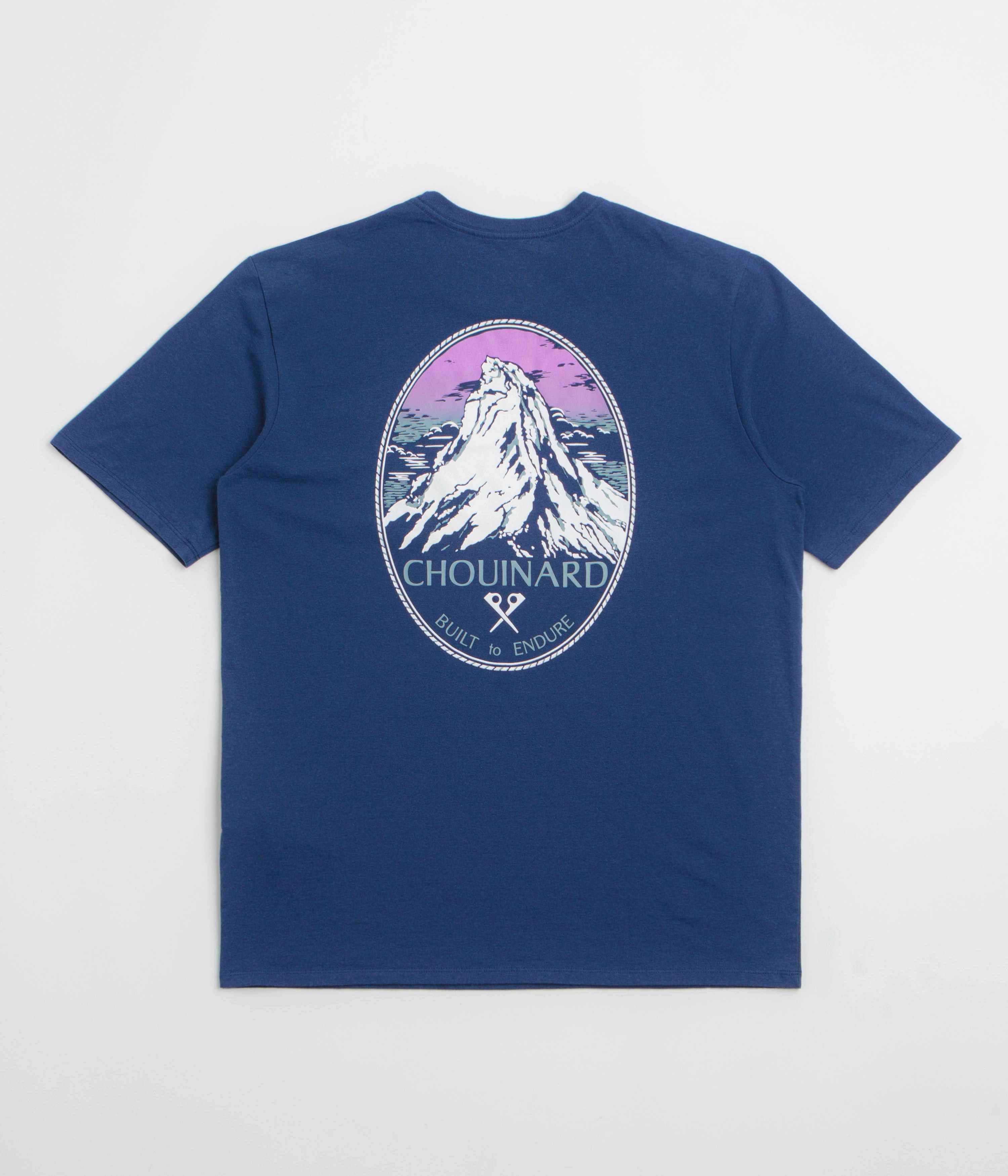 train venue petite size Patagonia Chouinard Crest Pocket Responsibili-Tee T-Shirt - Clement Blue