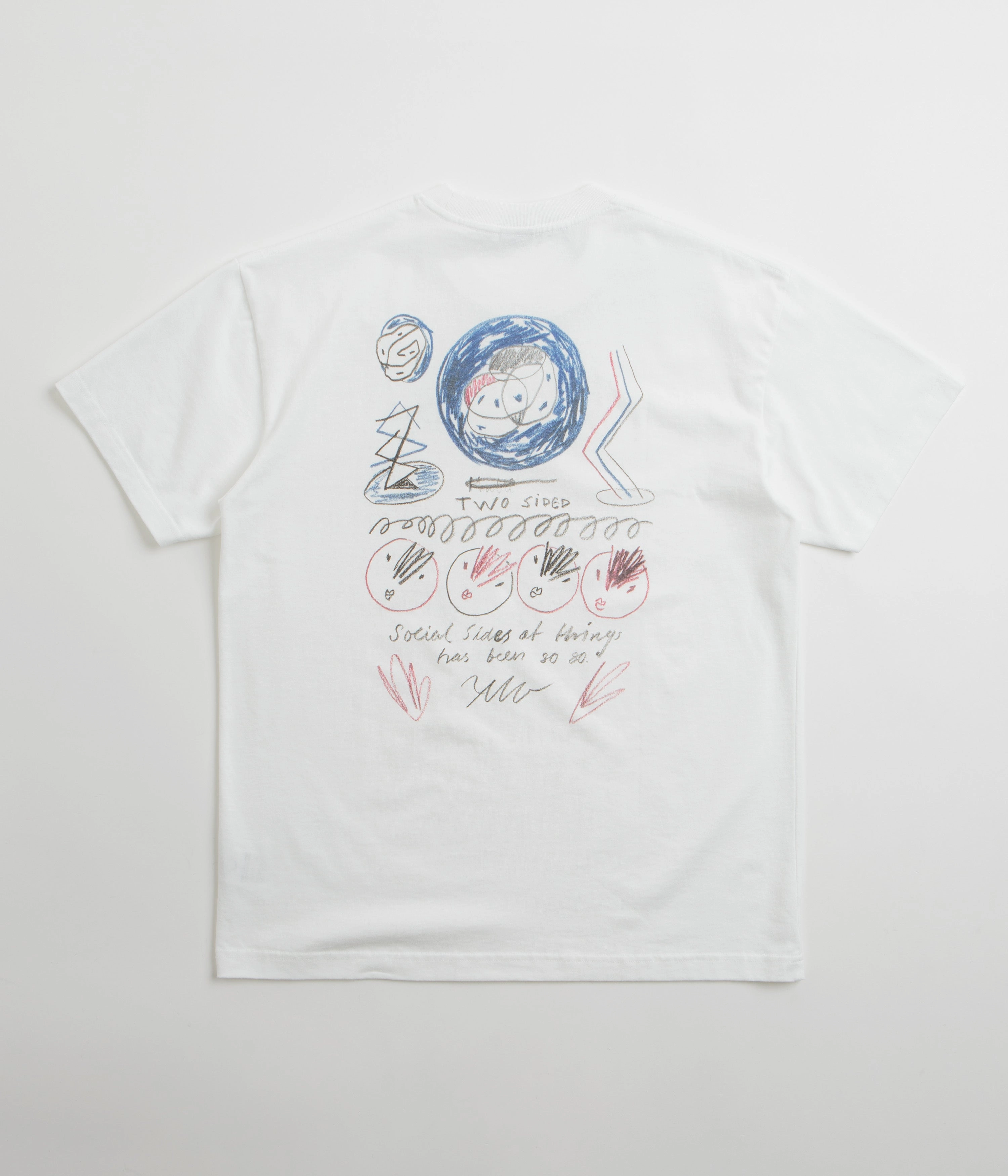 Polar Social Side T-Shirt - White Embroidered Details wide hem